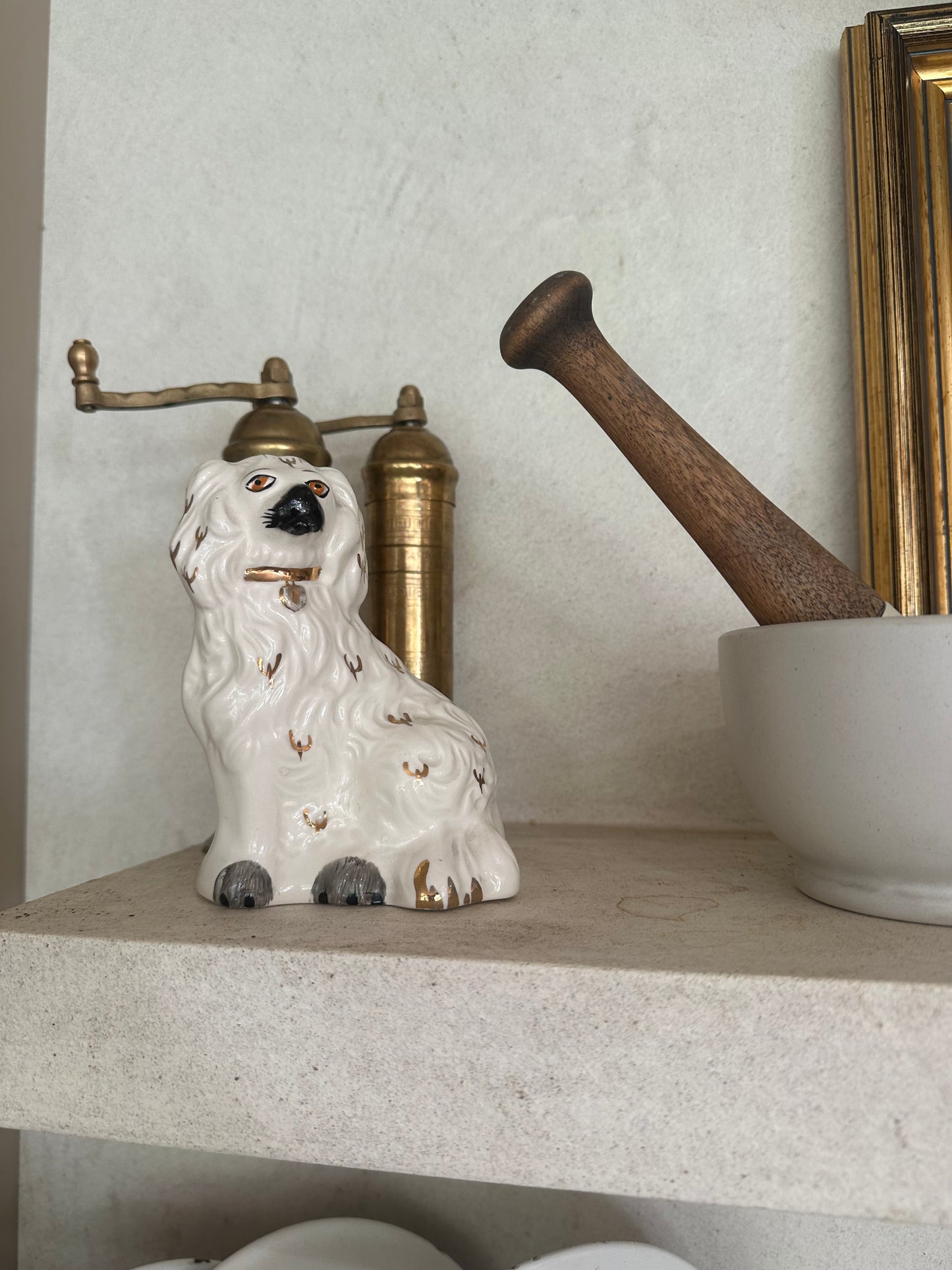 Small vintage Staffordshire dog white