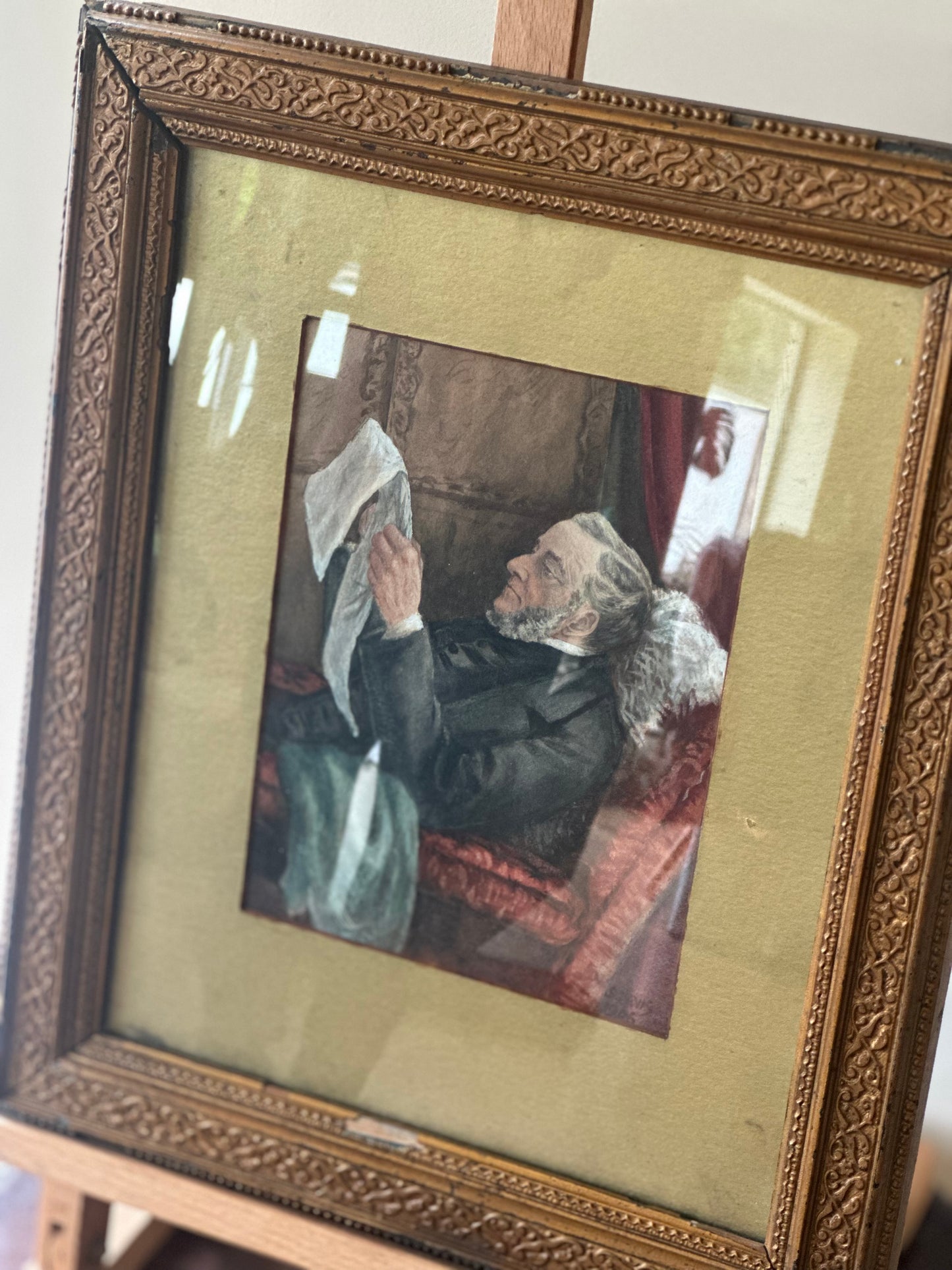 Man with newspaper - S.Davis 1906 - painting