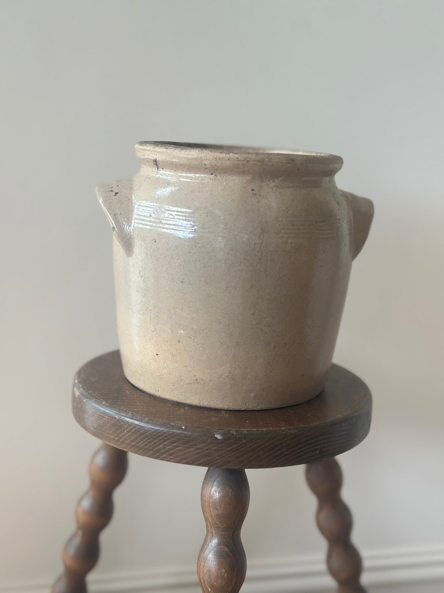 Vintage French cream confit pot - medium