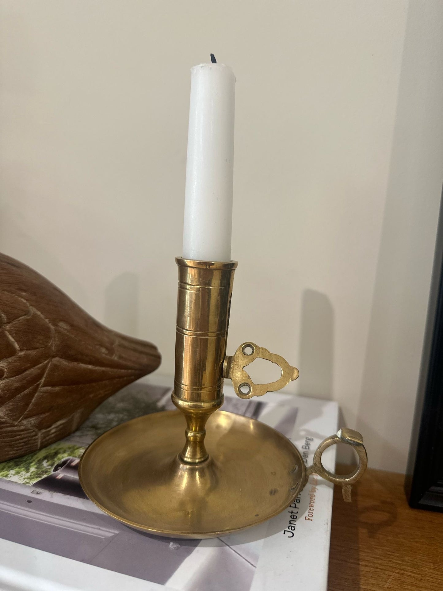 Vintage brass chamber stick long neck