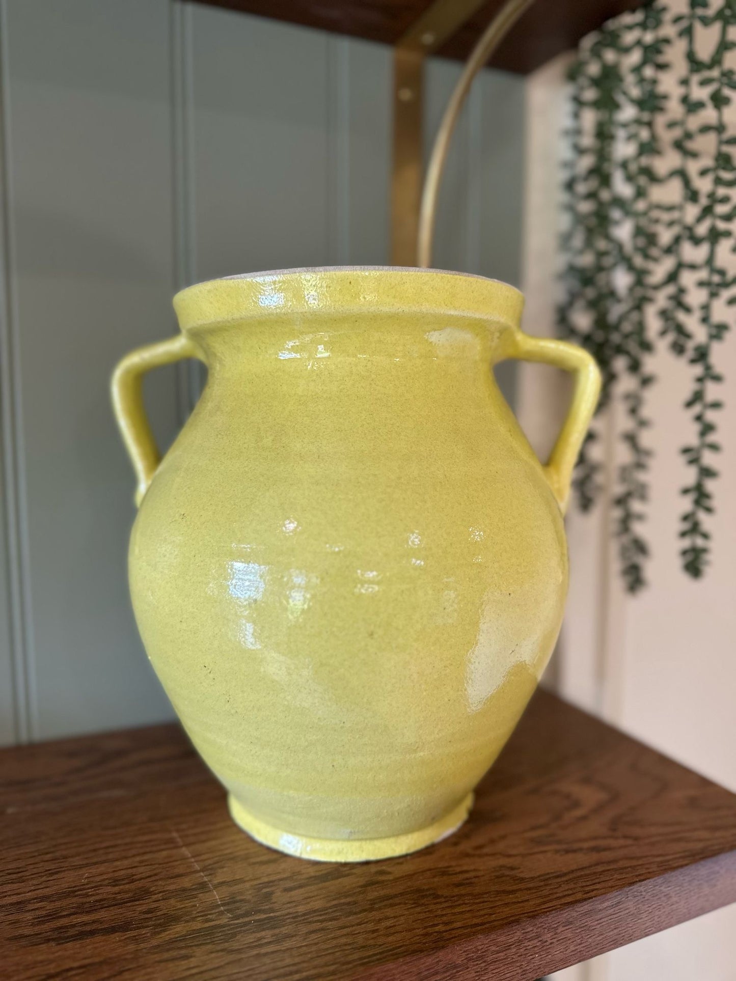 vintage yellow glazed double handle jug spring ๐ผ