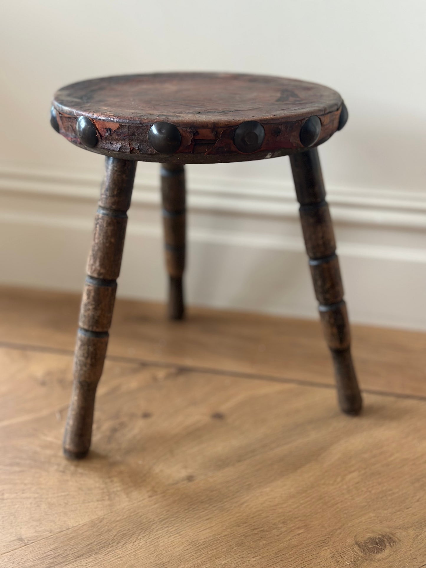 Vintage leather rustic stool