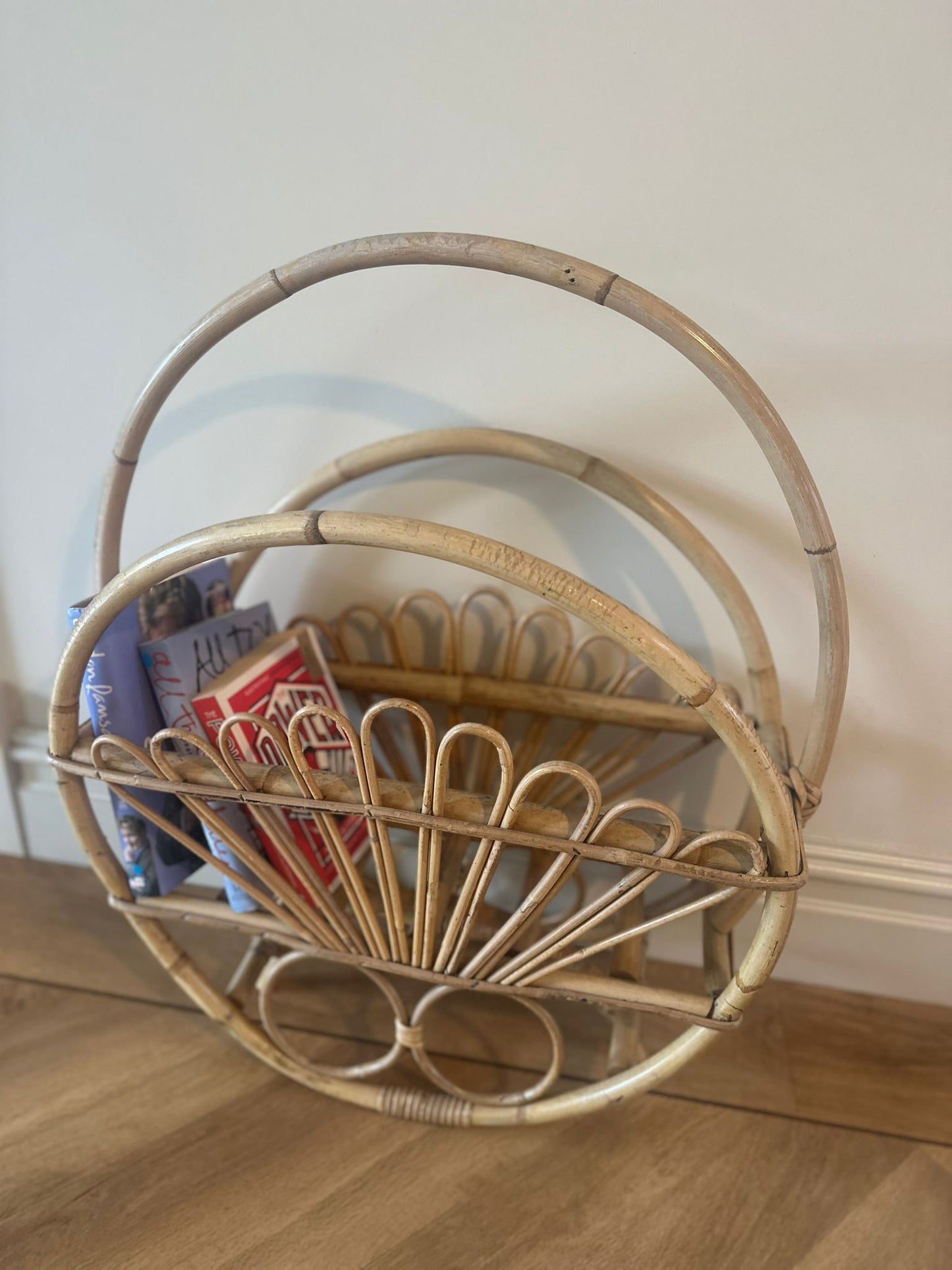 bamboo magazine book rack mini library mid century
