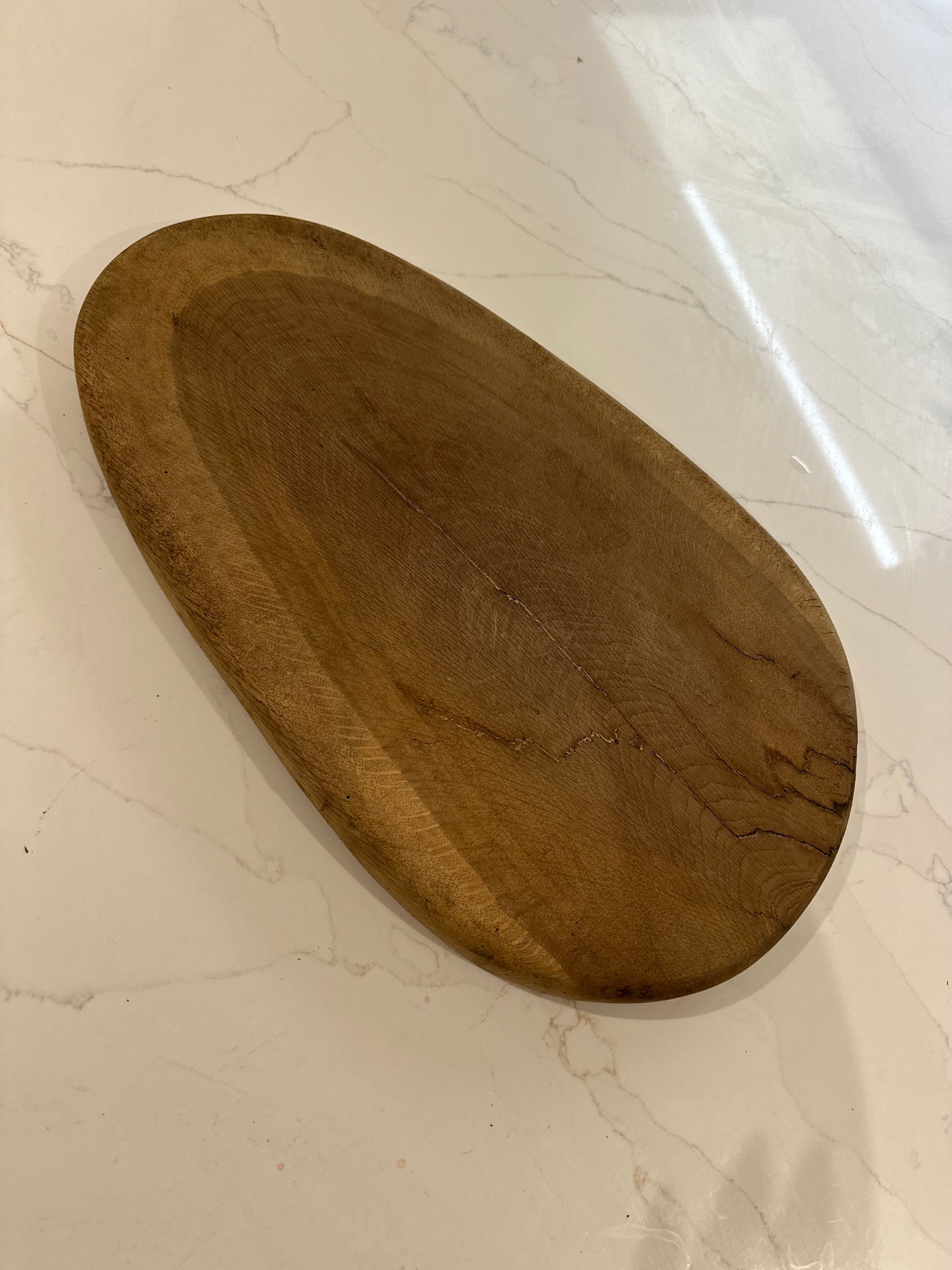 Large egg shaped chunky vintage chopping board - from France