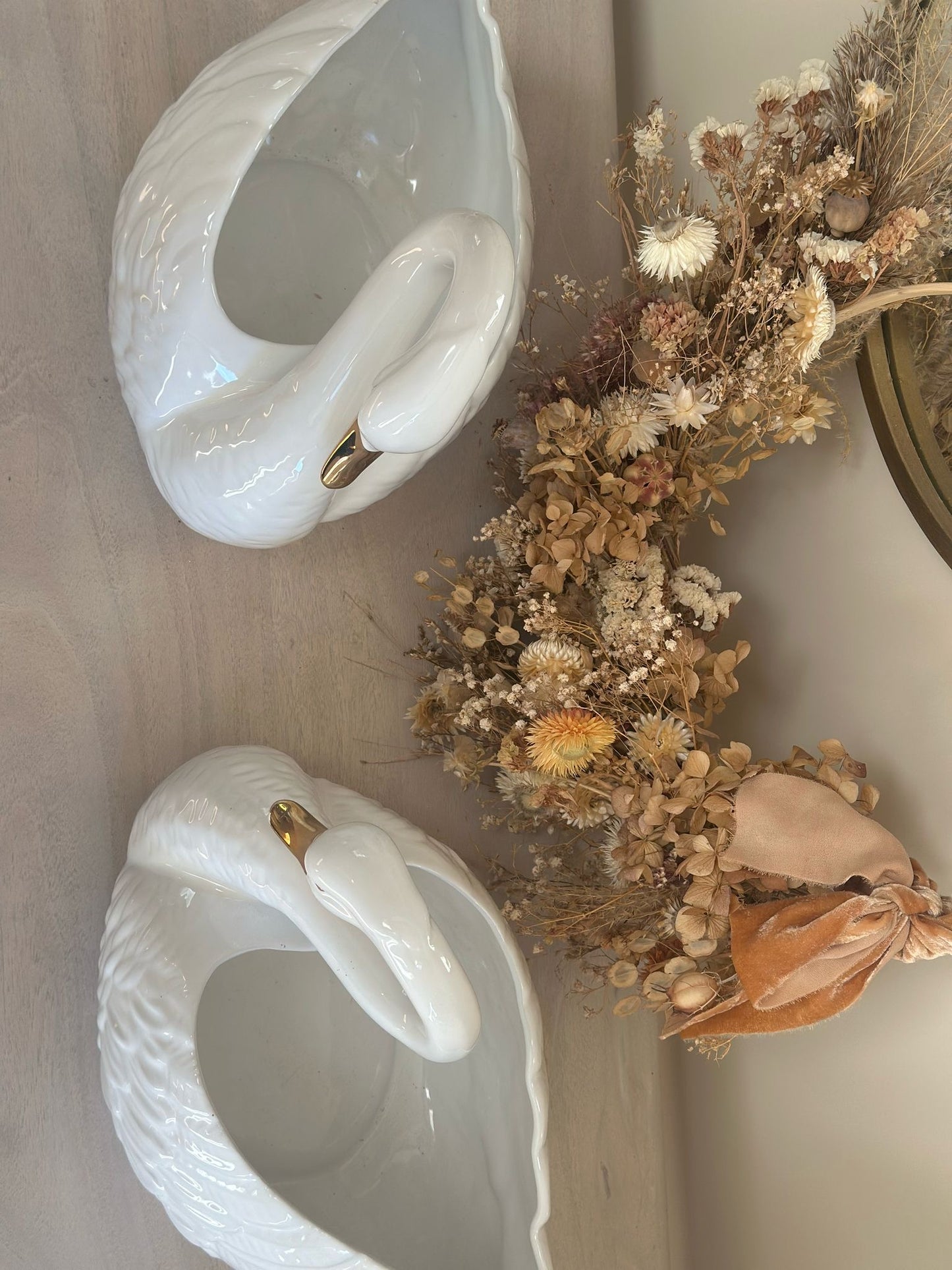 pair of swan 🦢 planters porcelain 1960’s