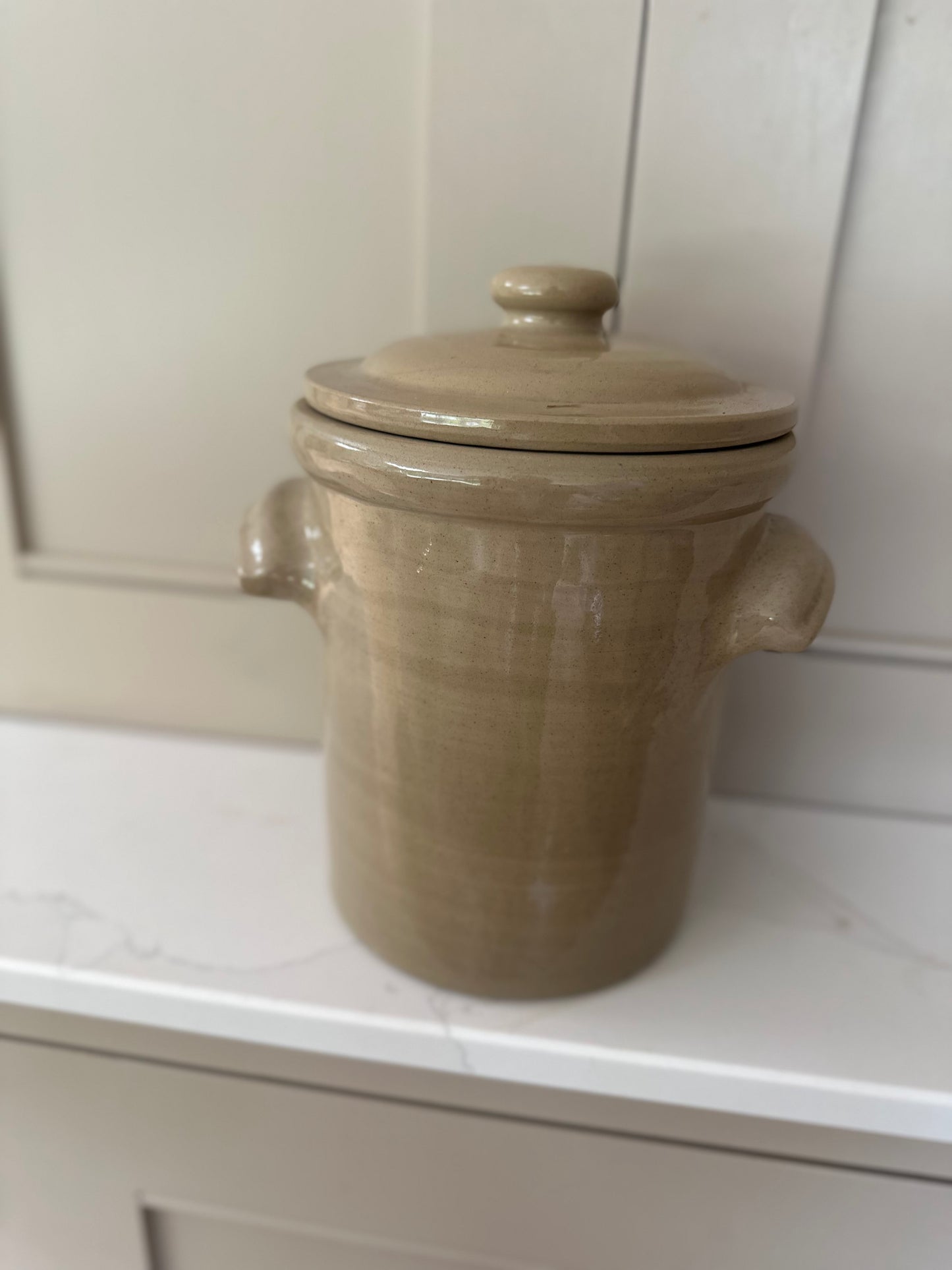 Vintage large cookies jar stoneware - farmhouse styling