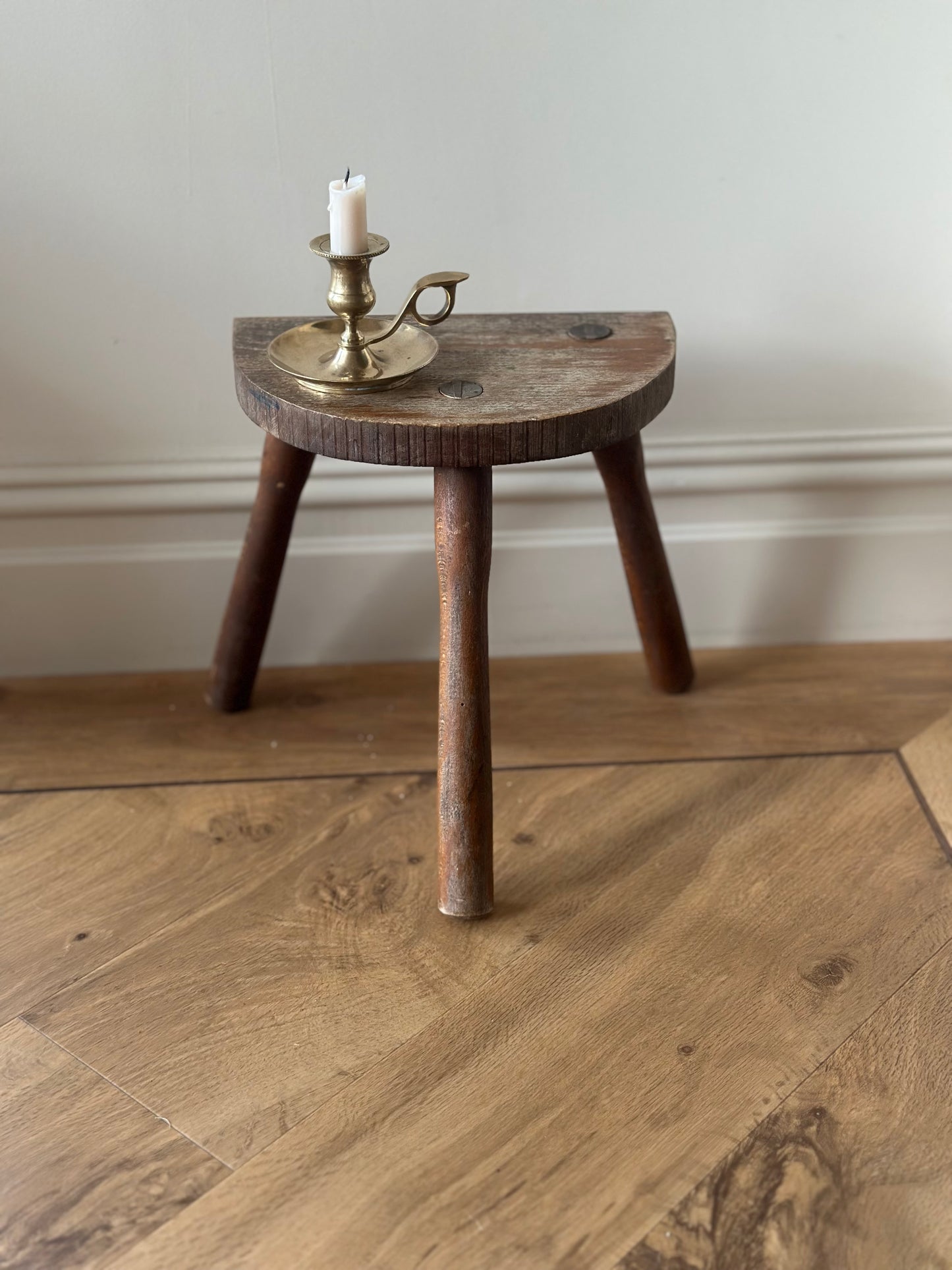 Vintage French half moon stool hand made