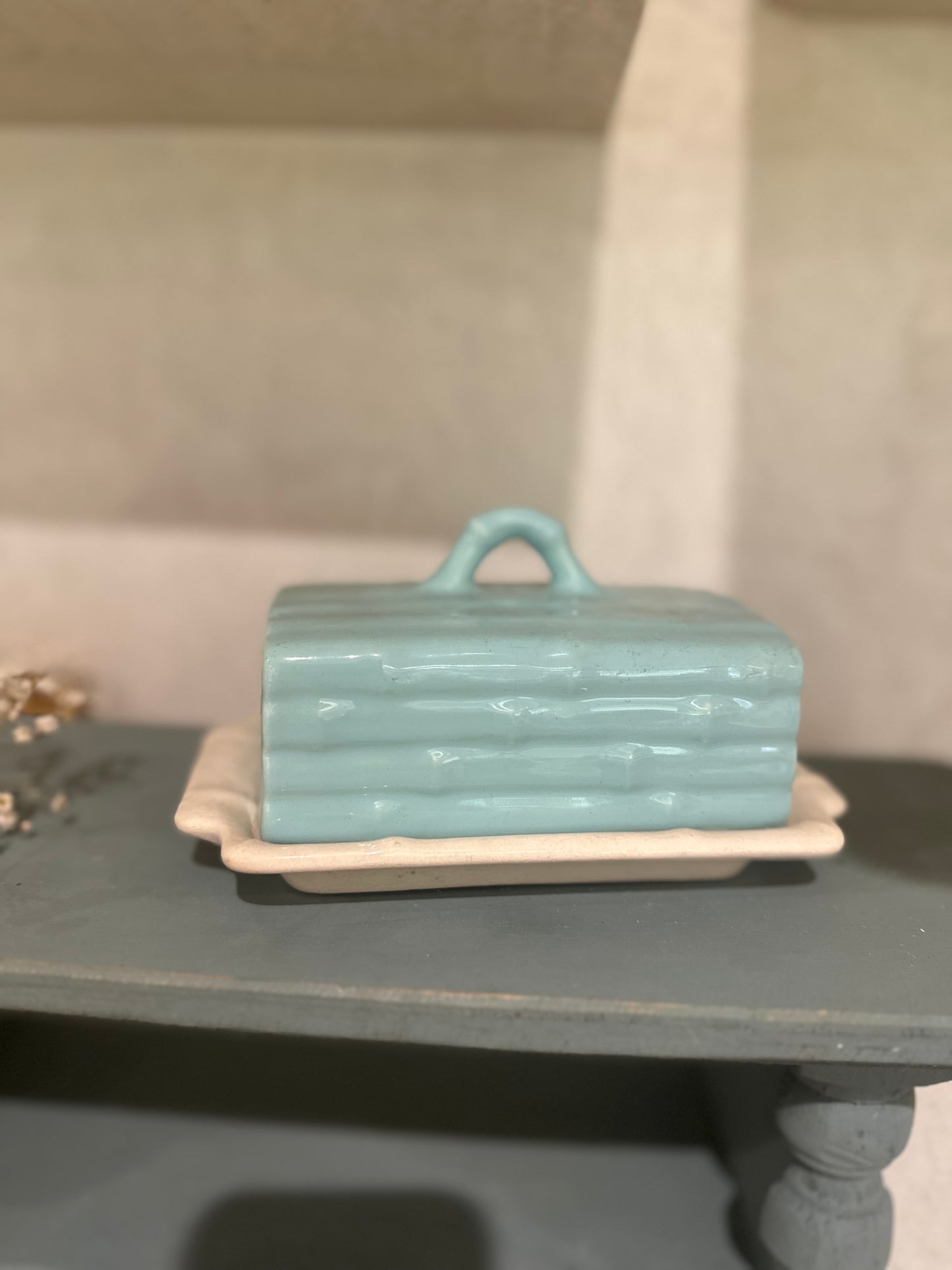 Vintage bamboo butter dish by Arthur wood