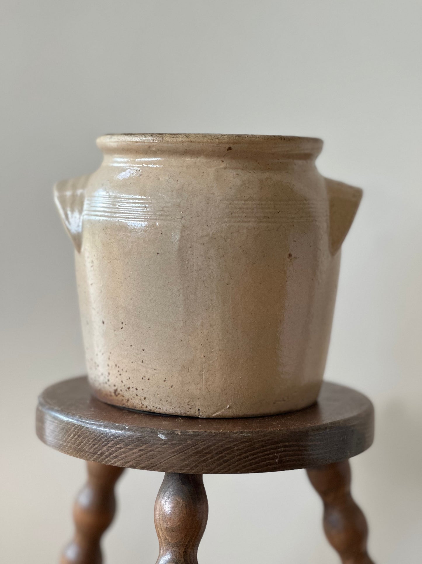 Vintage French cream confit pot - medium