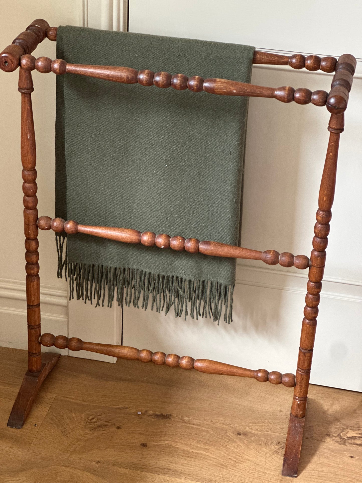 Vintage French bobbin towel blanket rail
