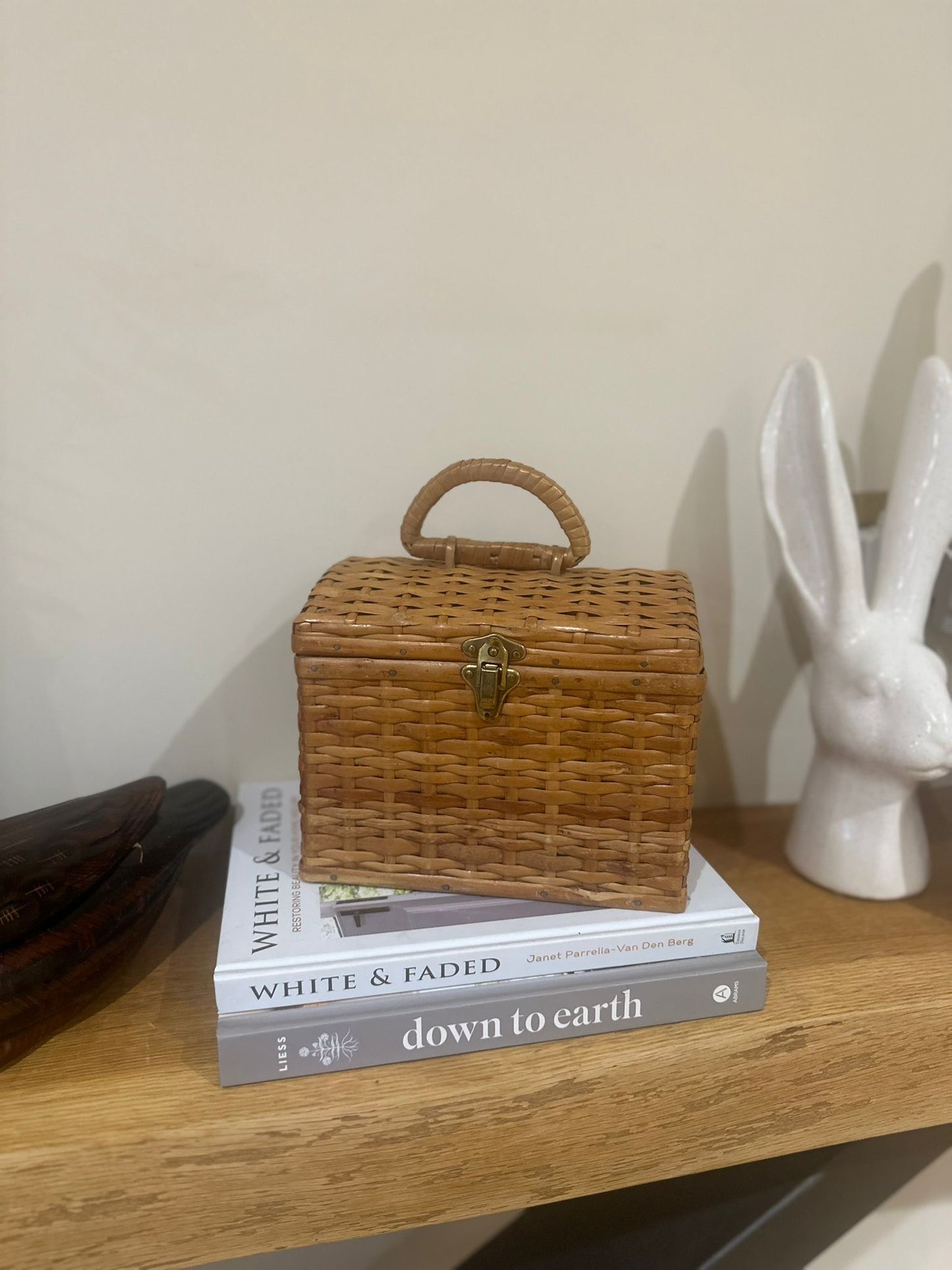 vintage wicker storage box - handbag French