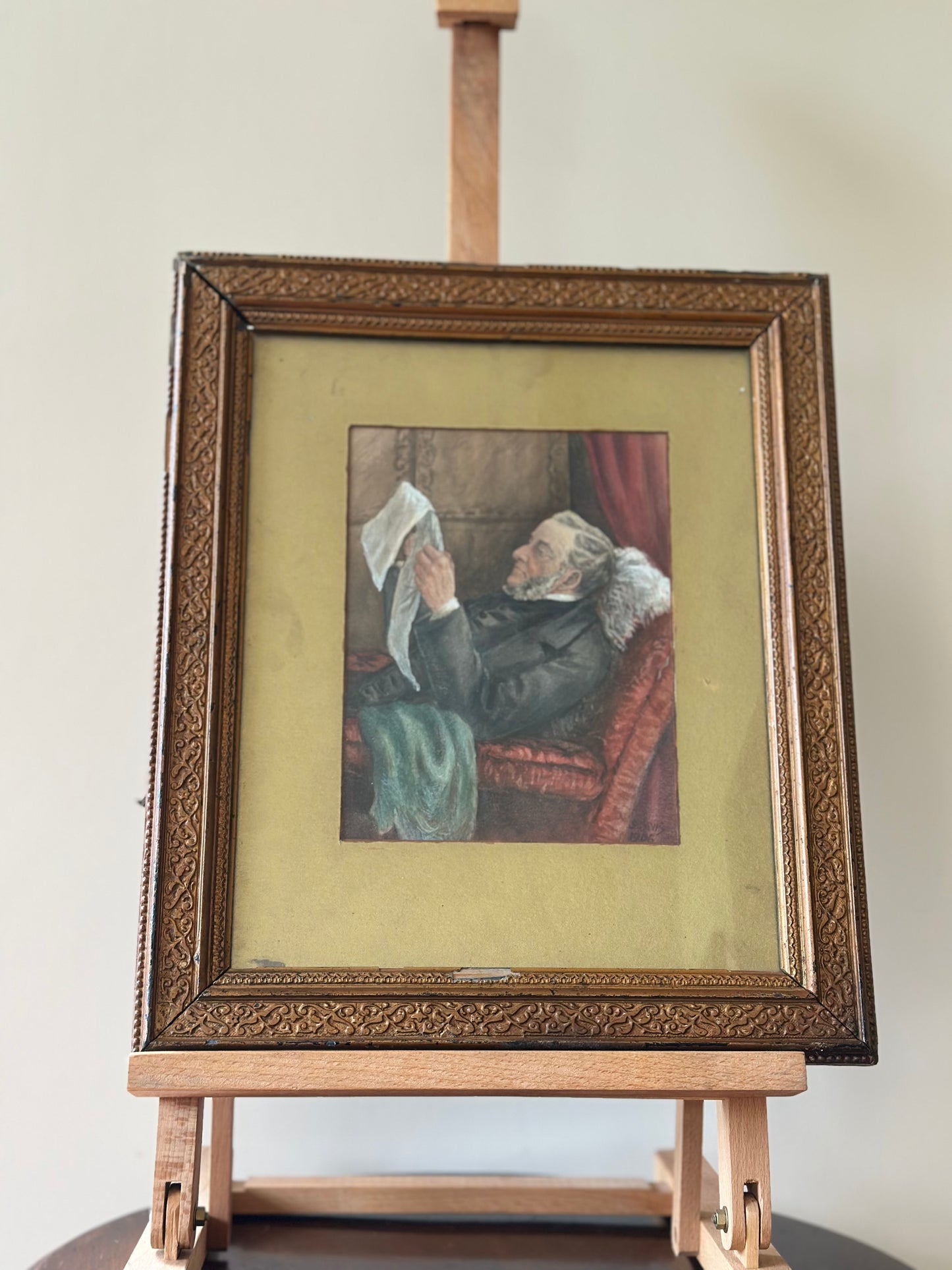 Man with newspaper - S.Davis 1906 - painting