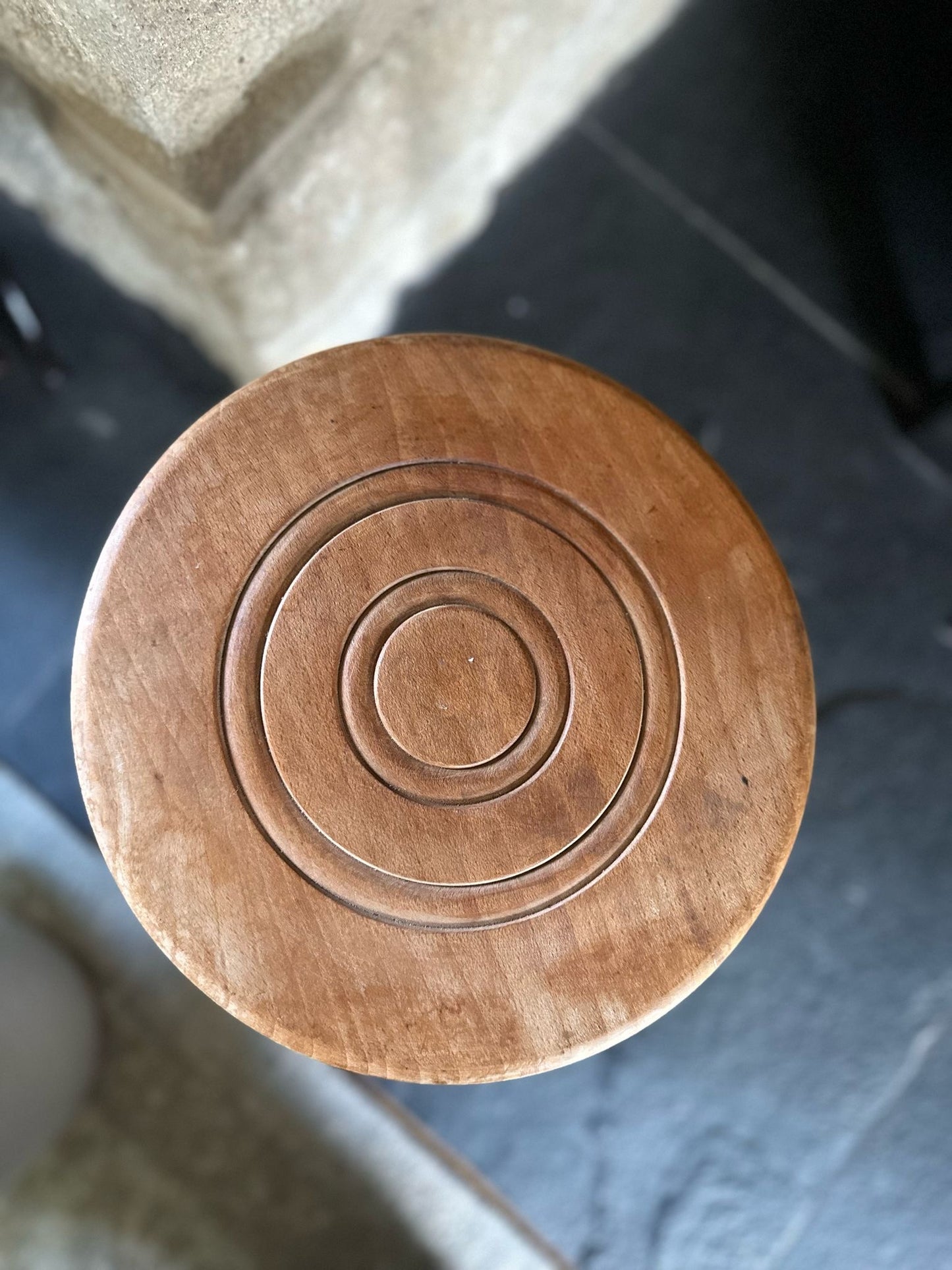 vintage stool light wood 3 leg