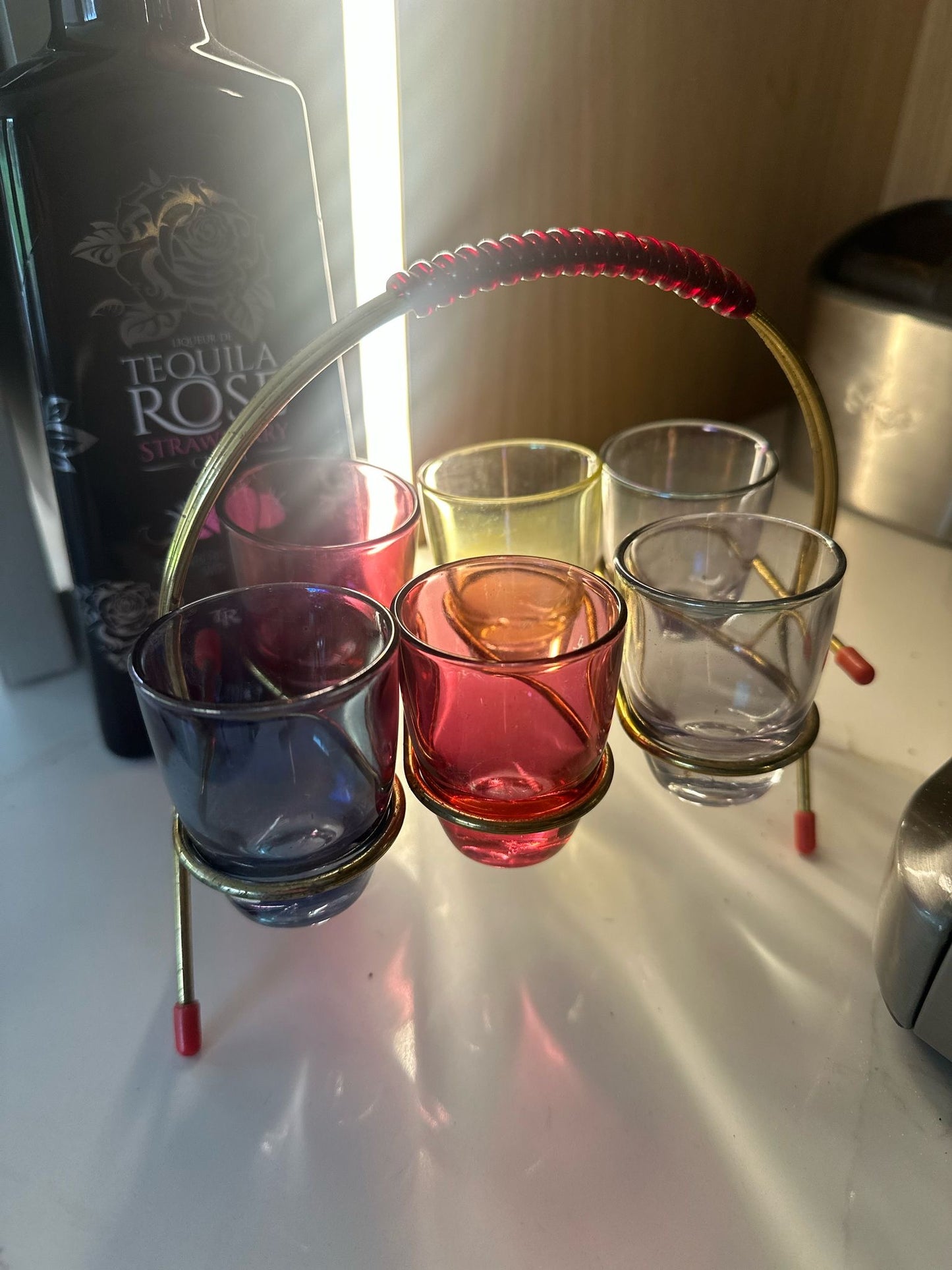 1950’s retro shot glasses and stand - home bar