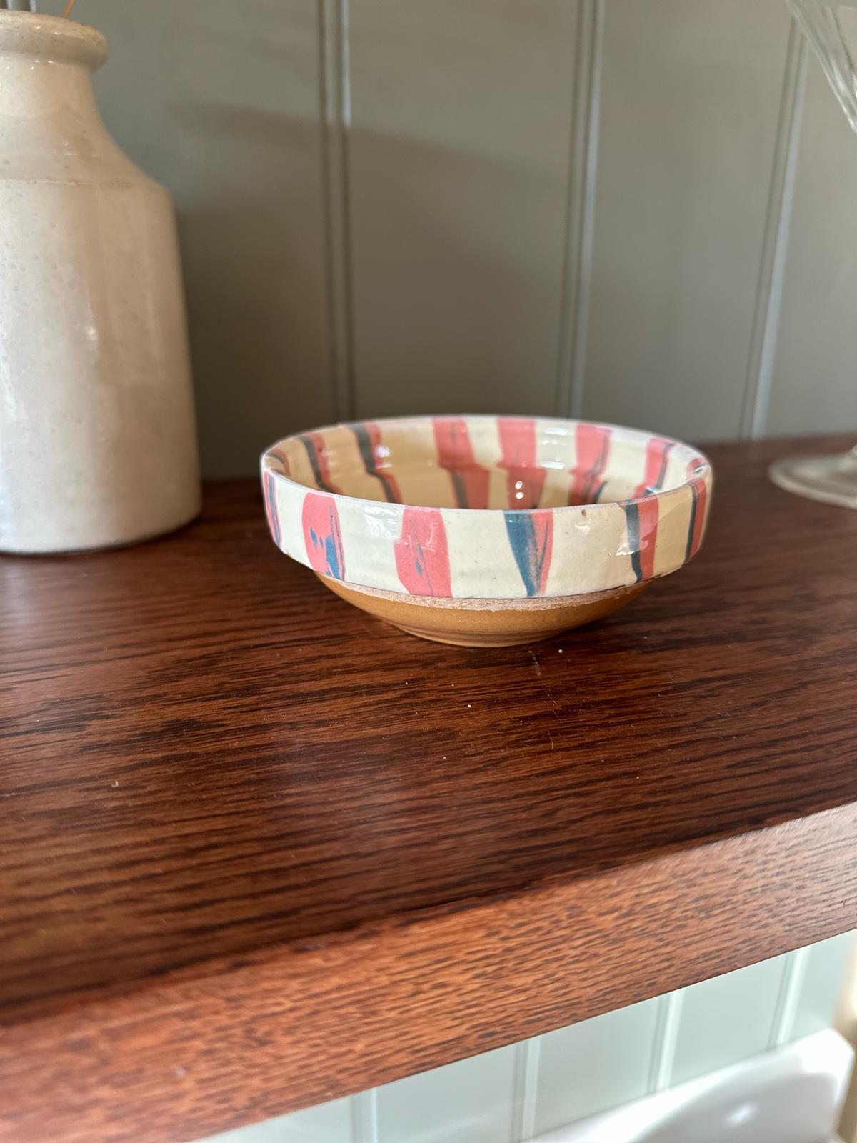 Romanian folk art trinket dish glazed