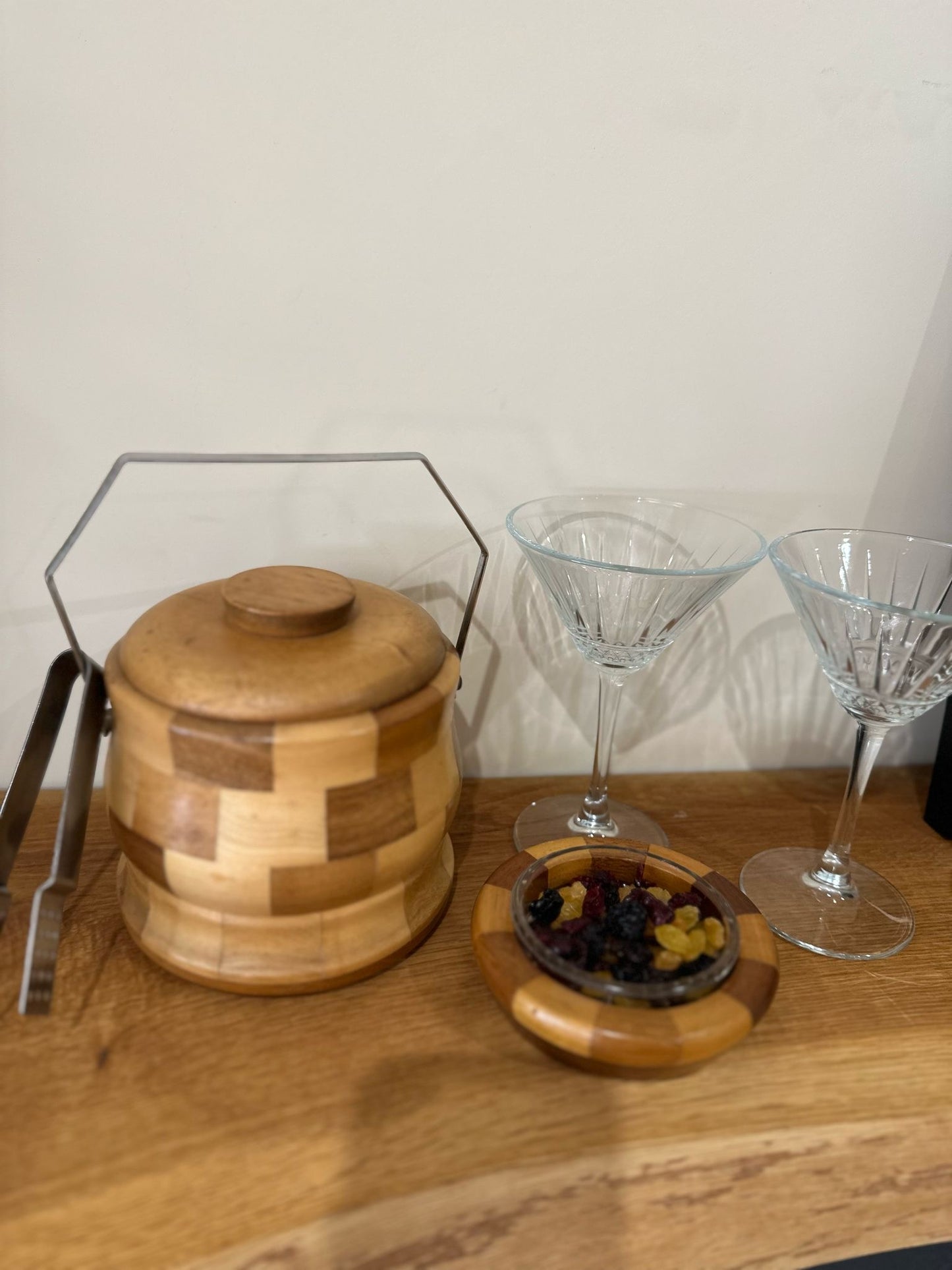 midcentury Cambridge ware ice bucket & nibble dish