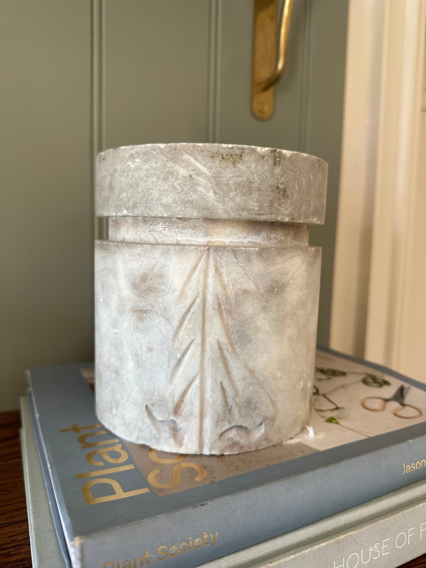 Vintage solid marble Tobacco container engraved