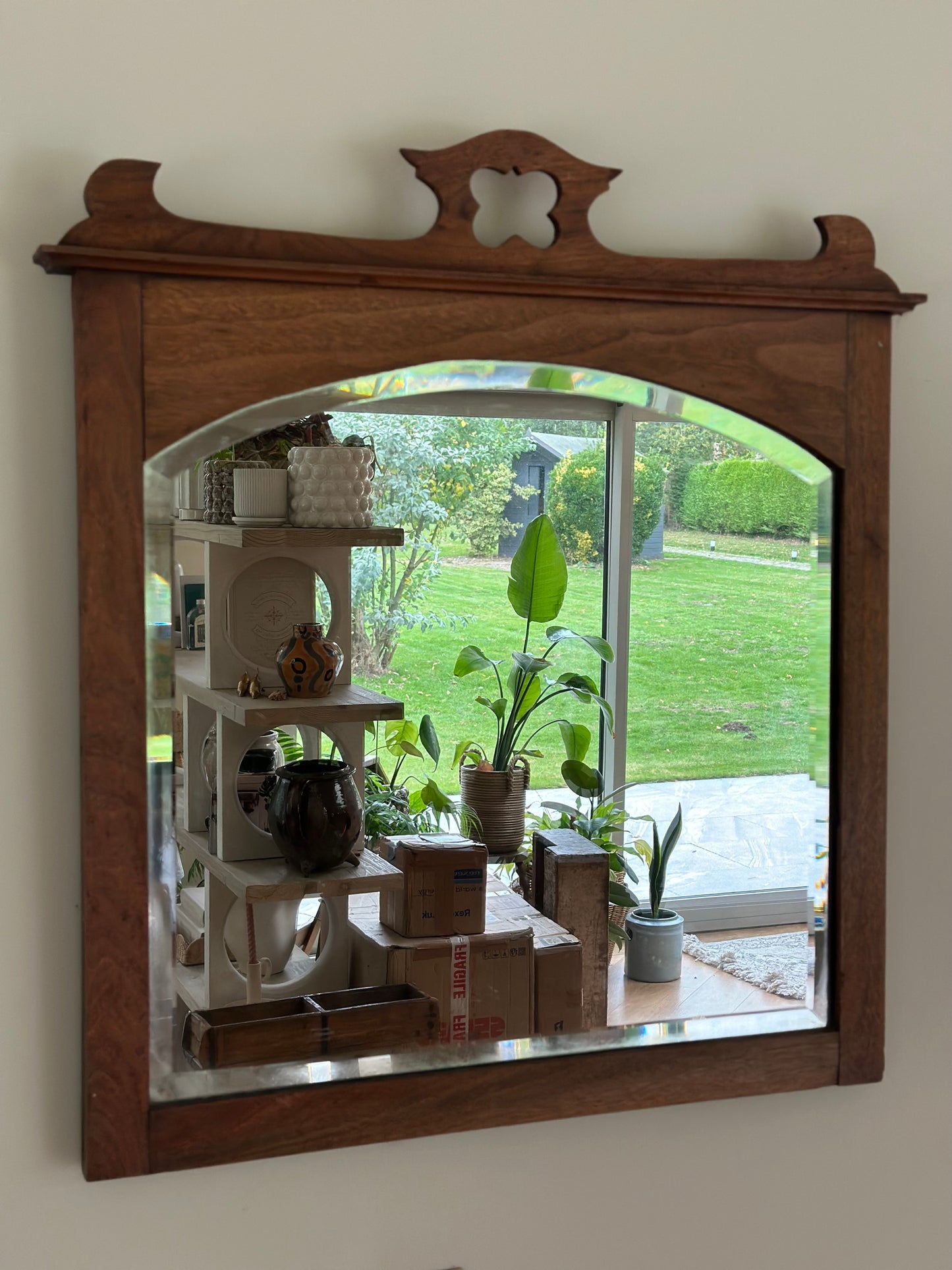 Antique hall mirror wood