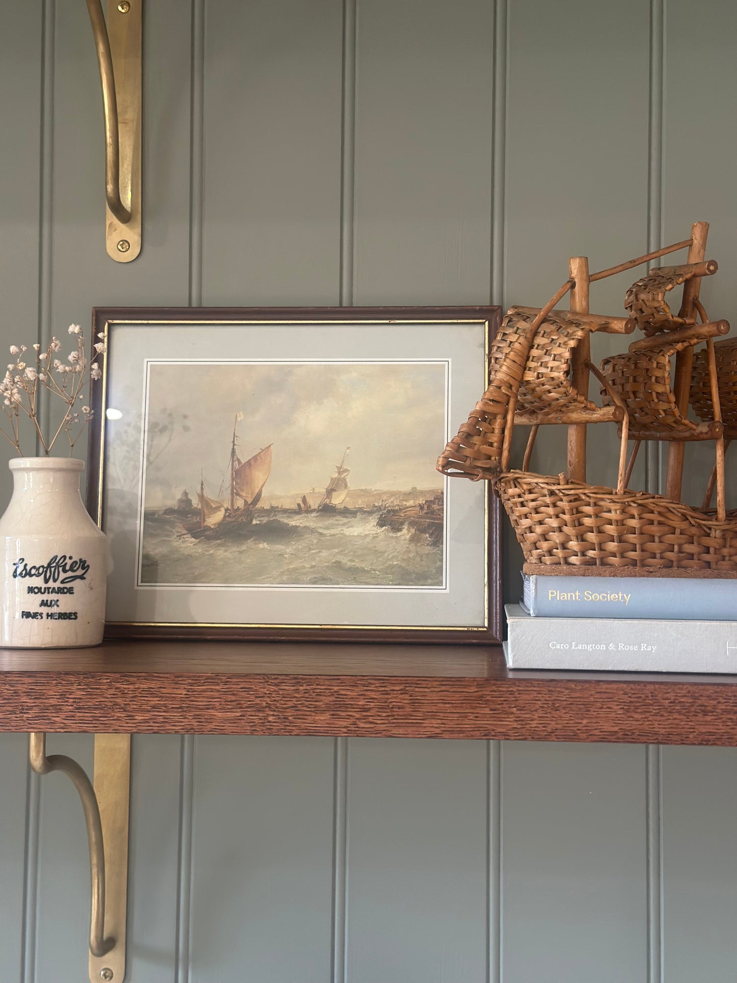 Vintage wicker rattan ship styling piece