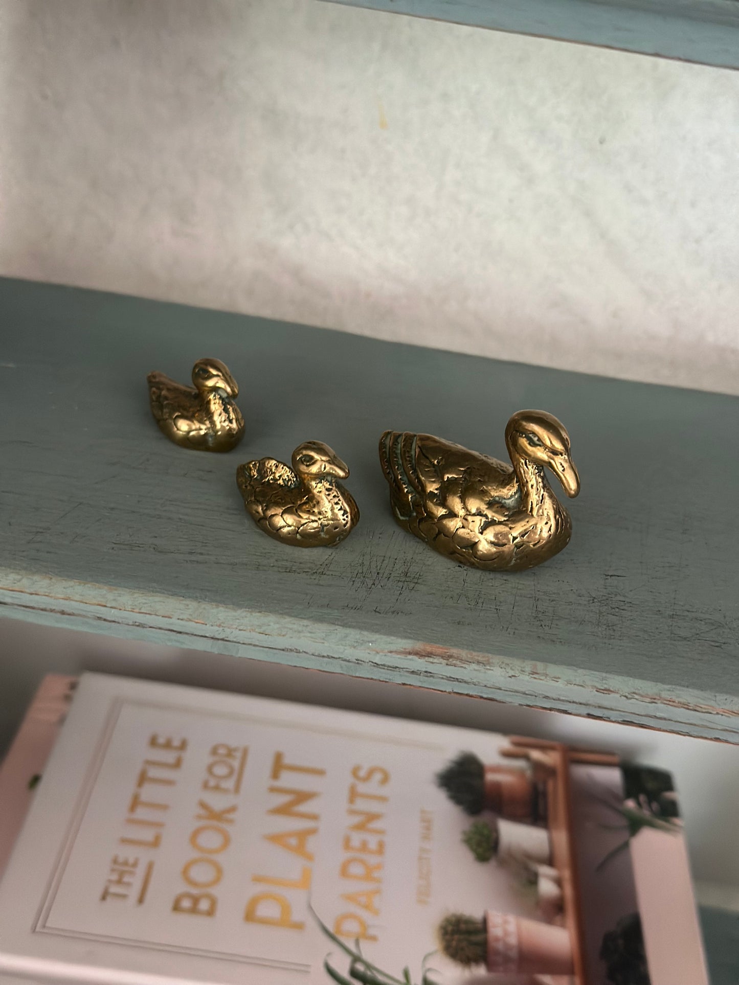 3 little brass ducks ornamental