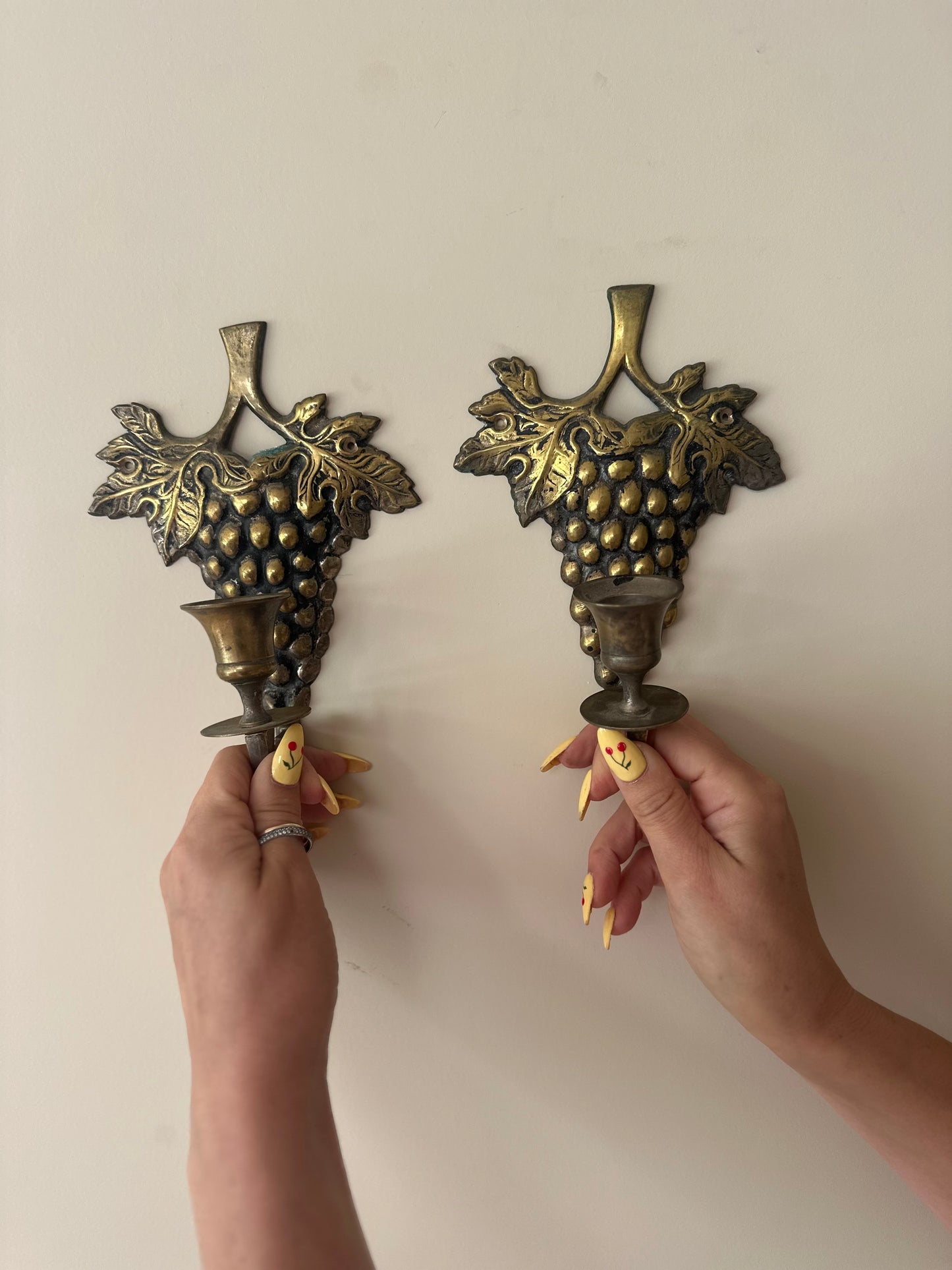 Pair of Vintage brass grape wall sconces