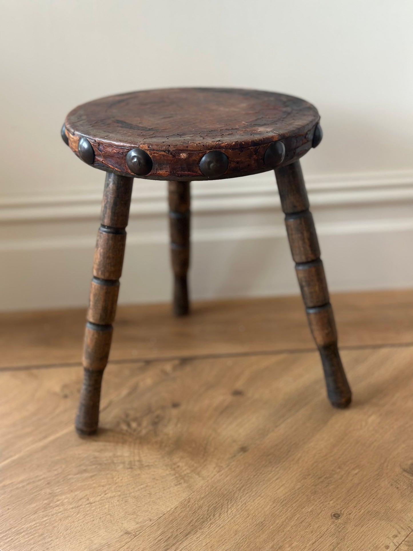 Vintage leather rustic stool