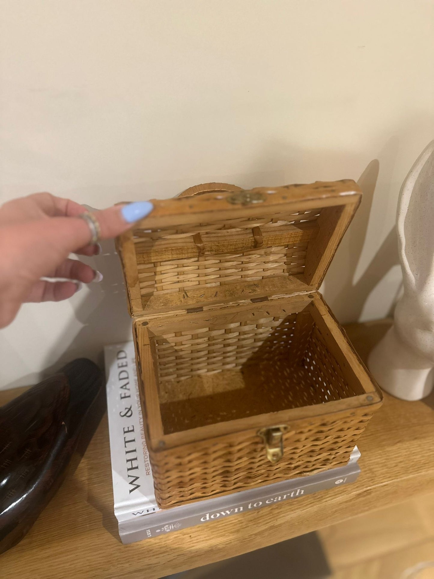 vintage wicker storage box - handbag French