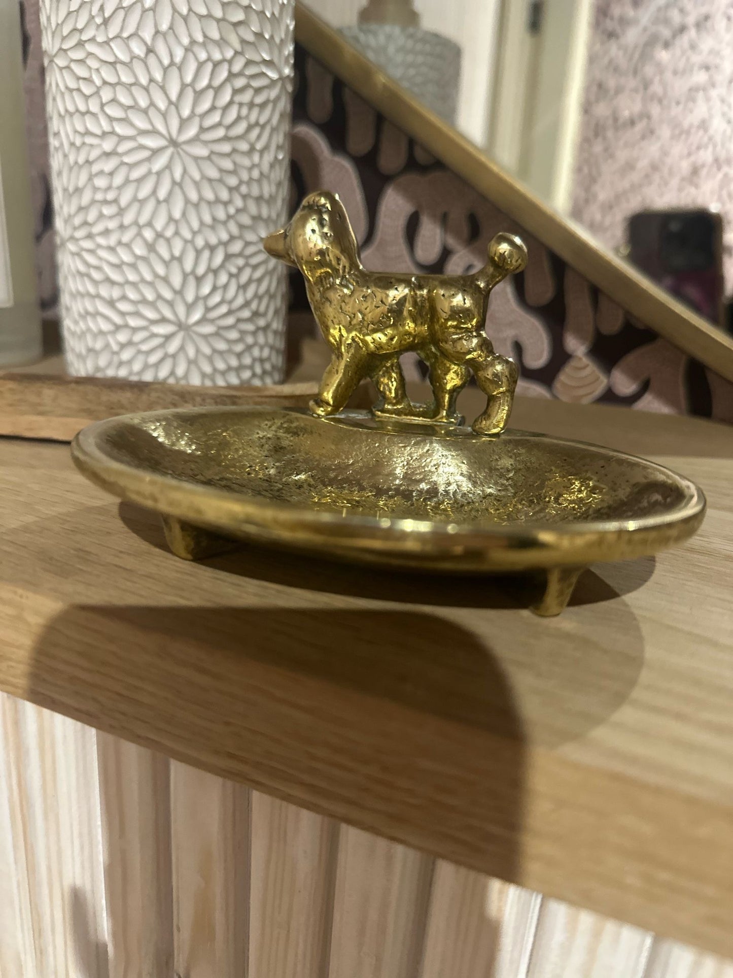 vintage brass poodle soap dish -Rare