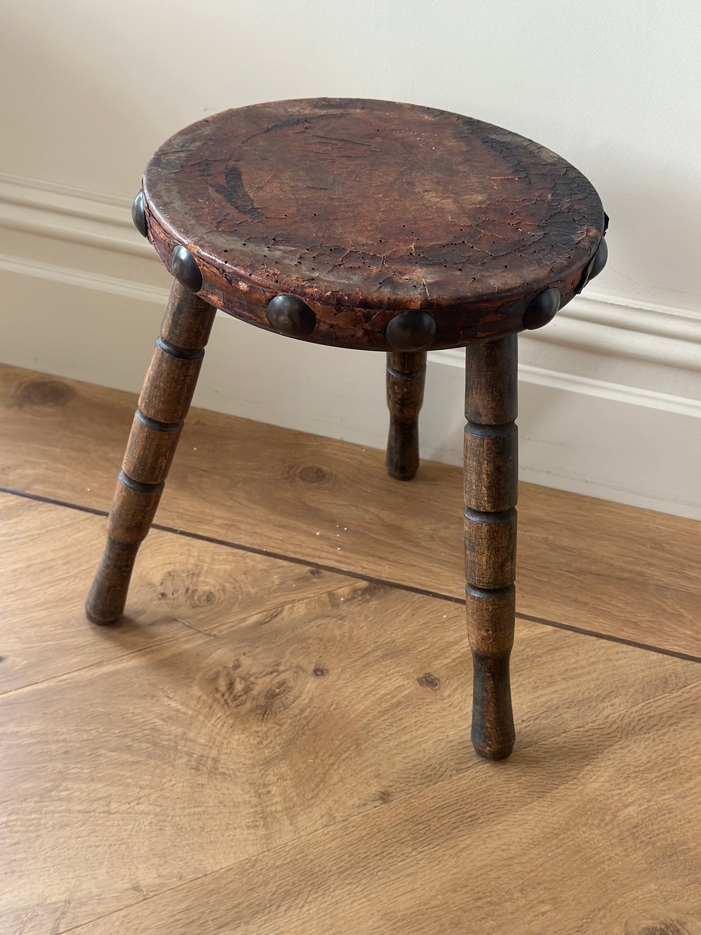 Vintage leather rustic stool