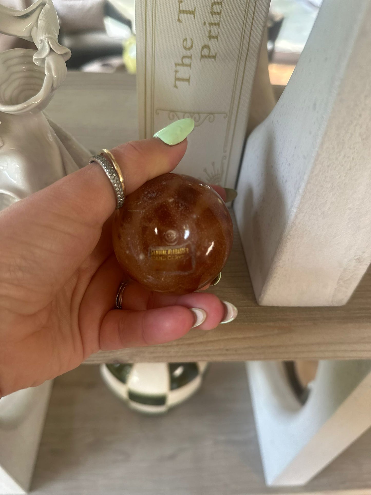 vintage alabaster marble pear ornament