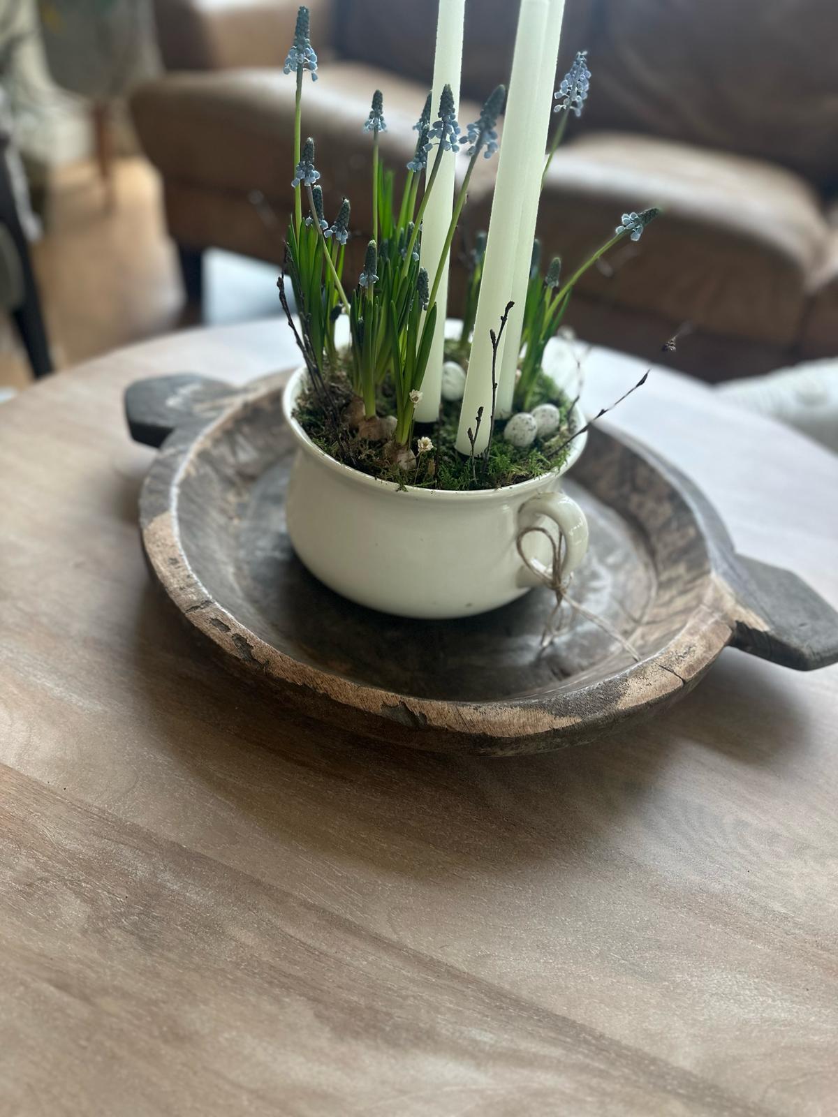 white chamberpot with handle - planter