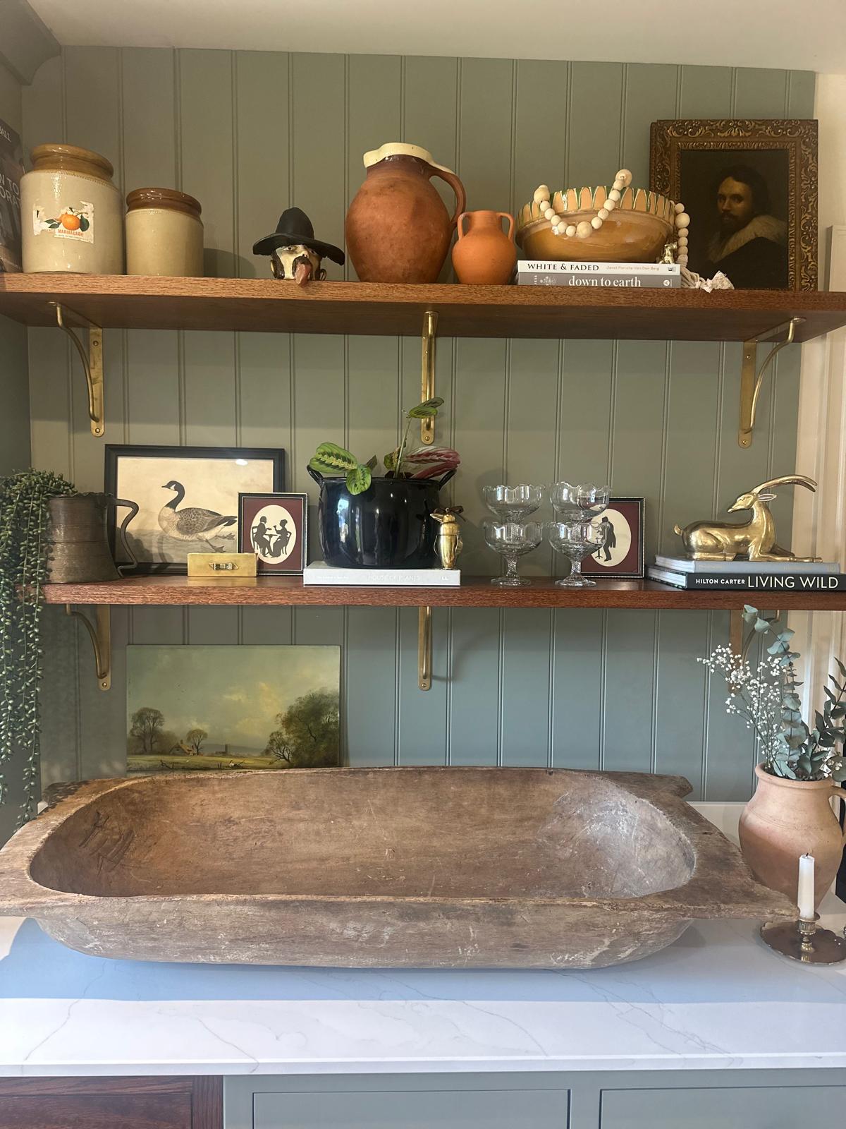 huge antique French dough bowl - 1909