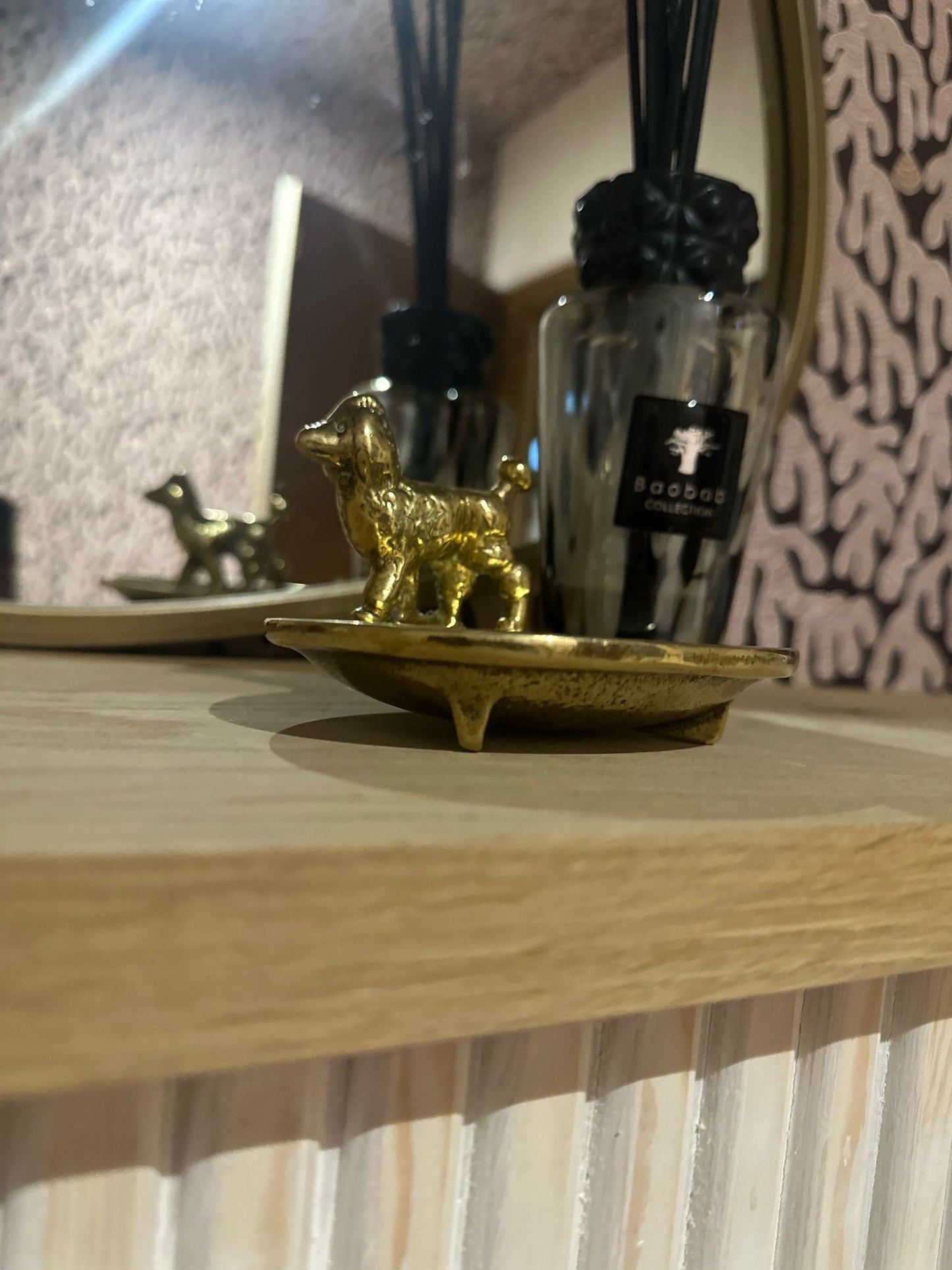 vintage brass poodle soap dish -Rare