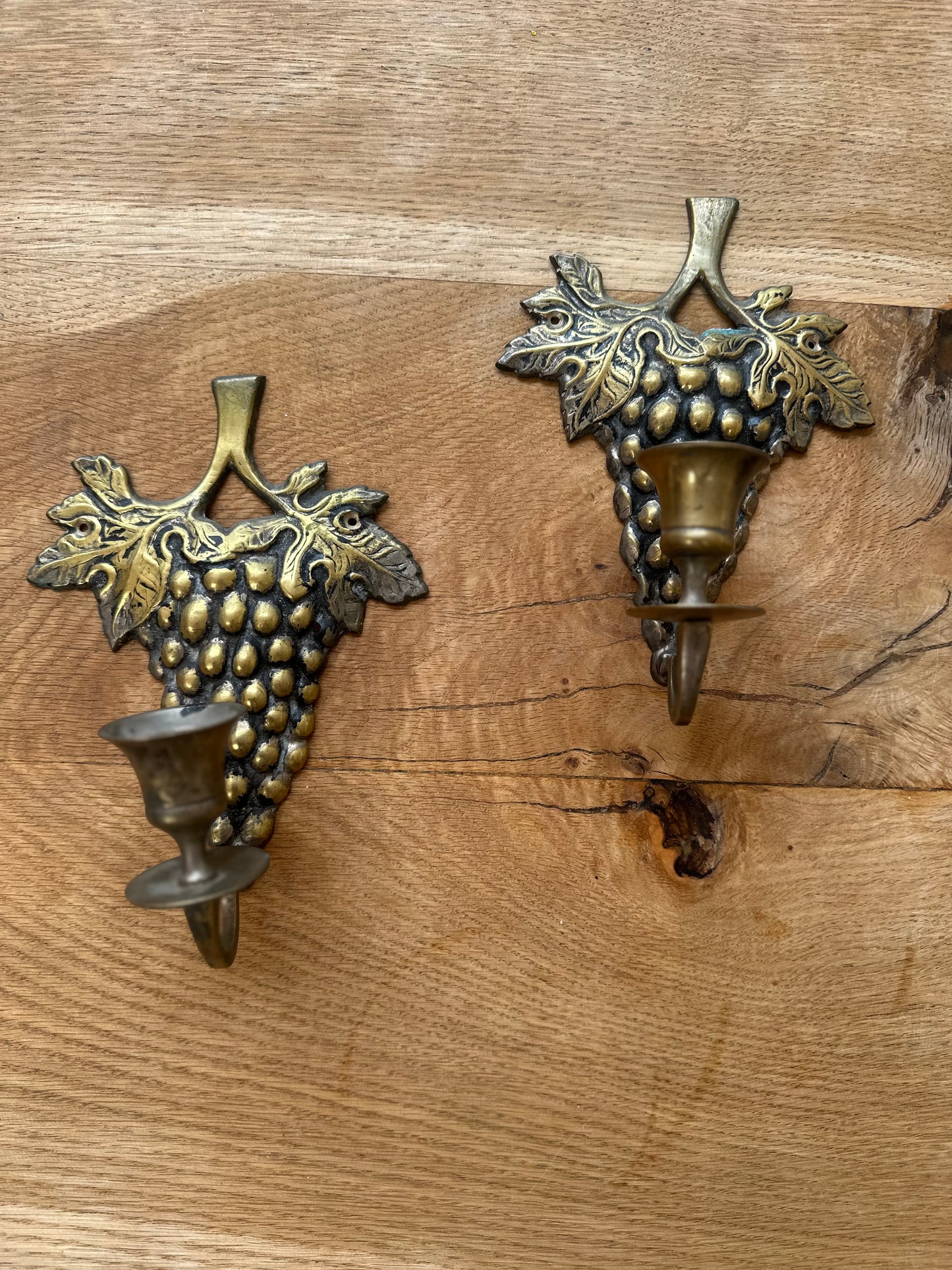 Pair of Vintage brass grape wall sconces