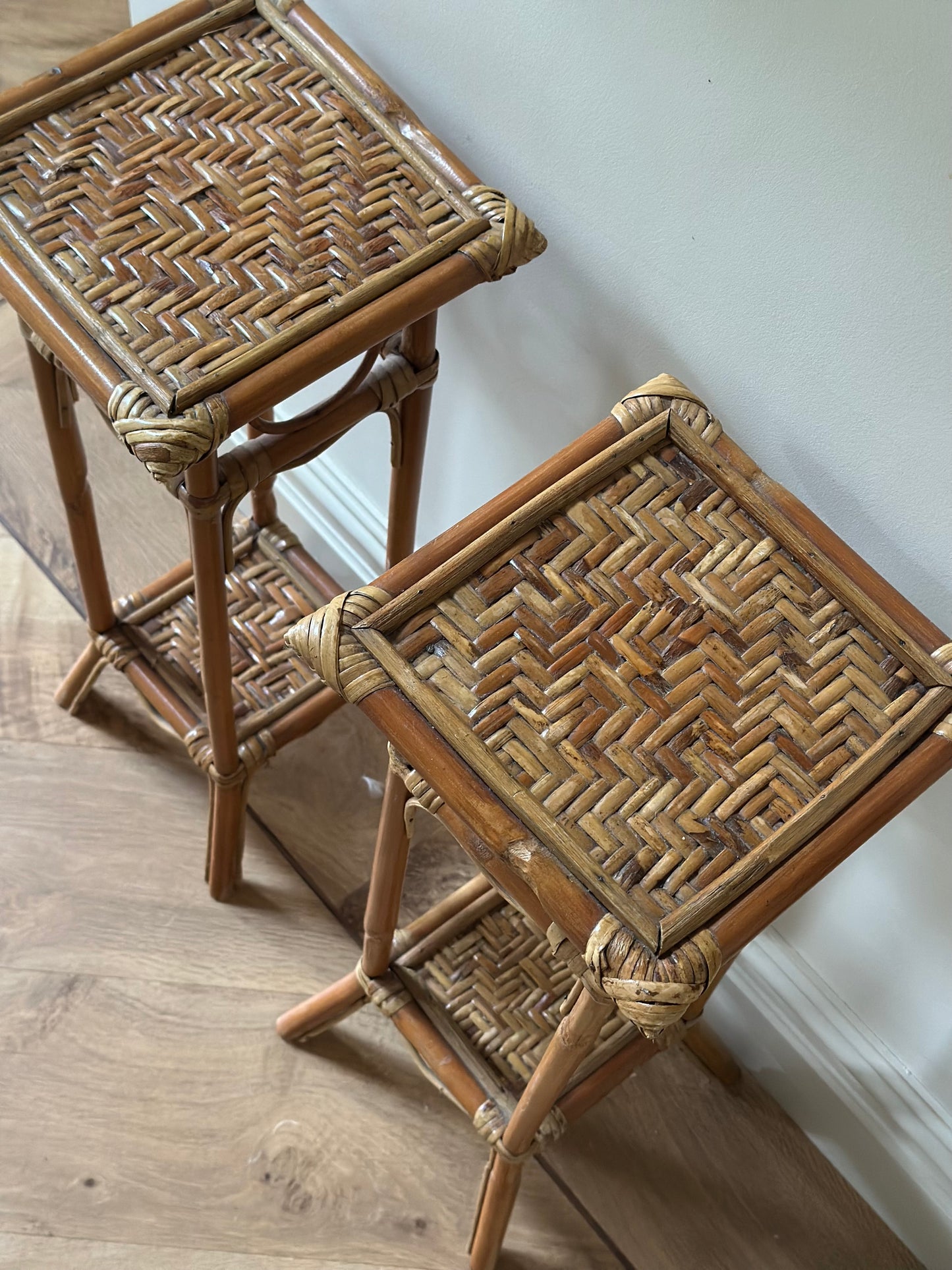 Vintage rattan plant stand