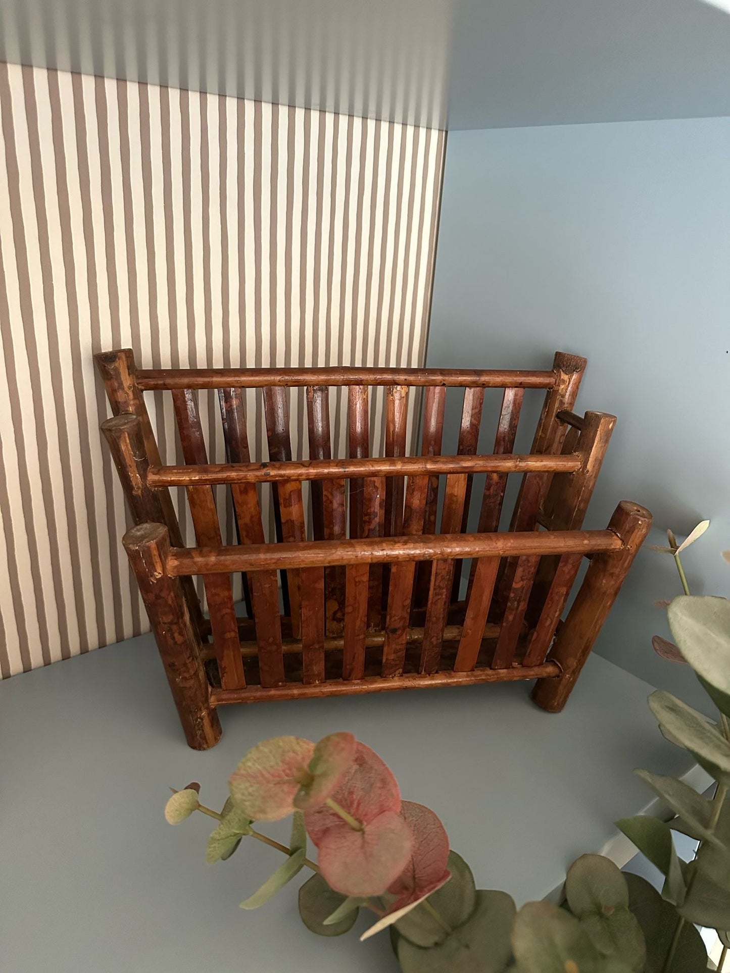bamboo letter rack MCM vintage