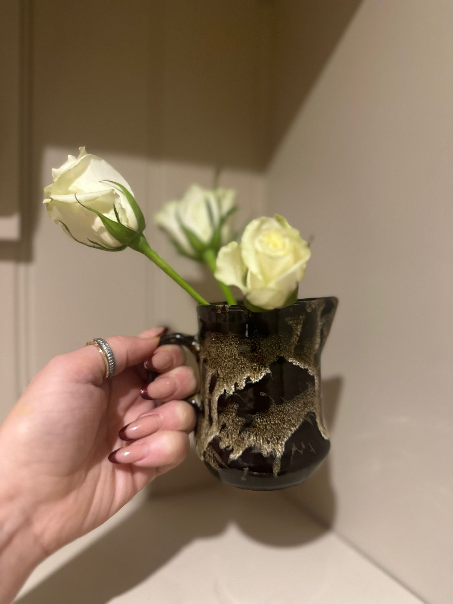 Vintage pottery & glazed cream jug