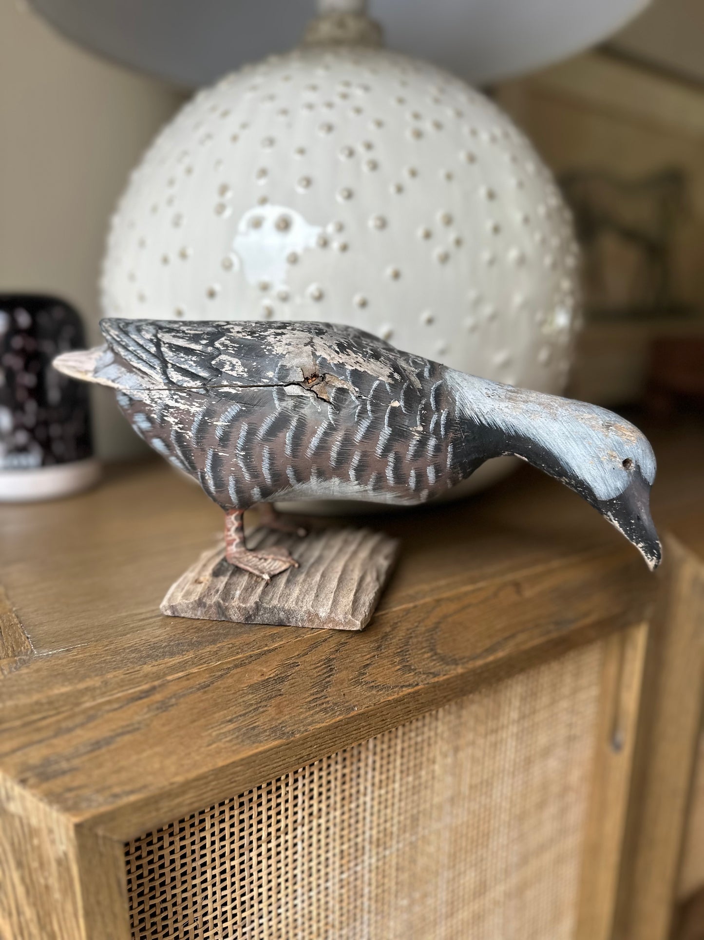 Vintage carved hand painted goose folk art