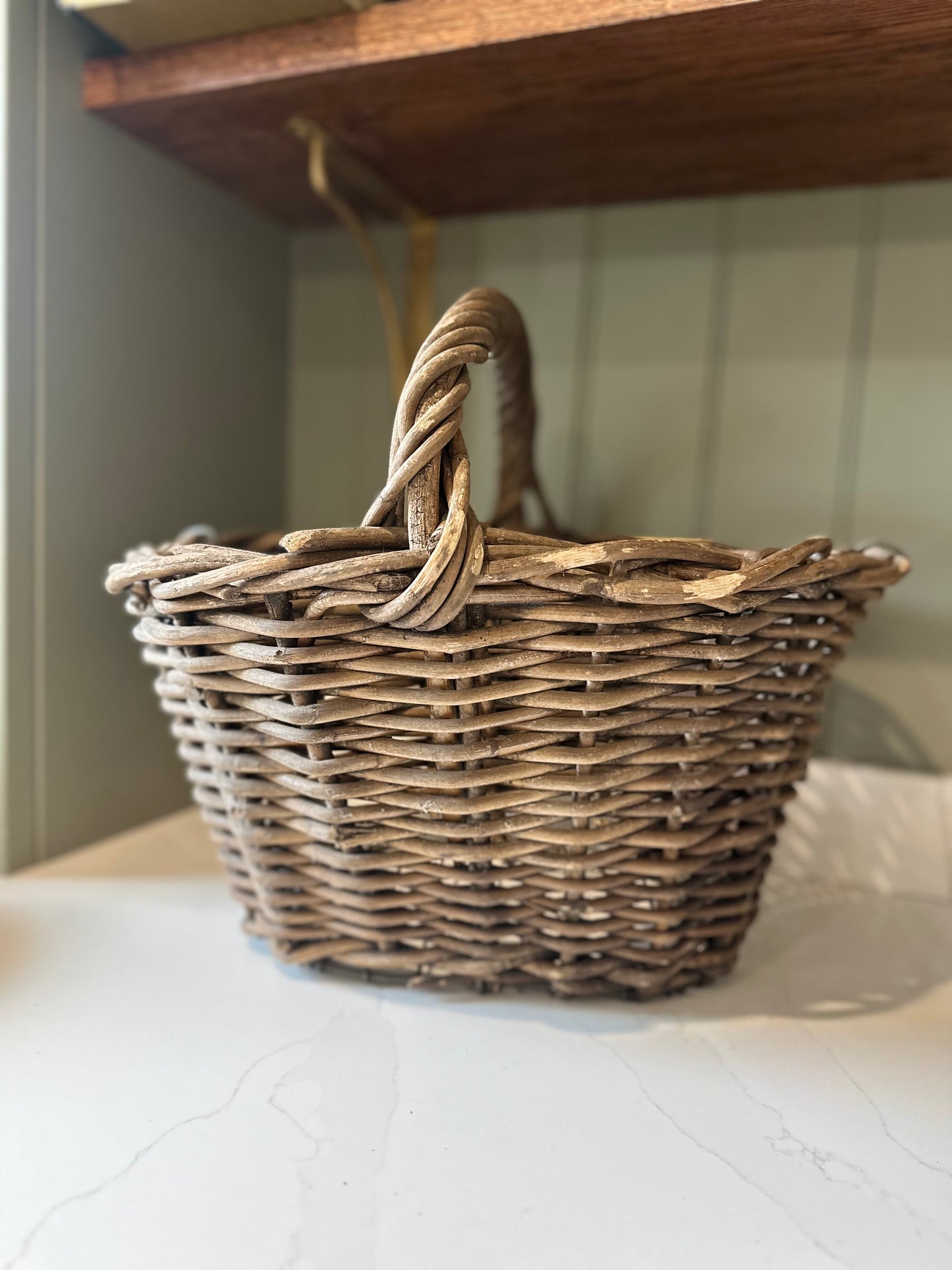 Very old vintage French potato basket wire bottom