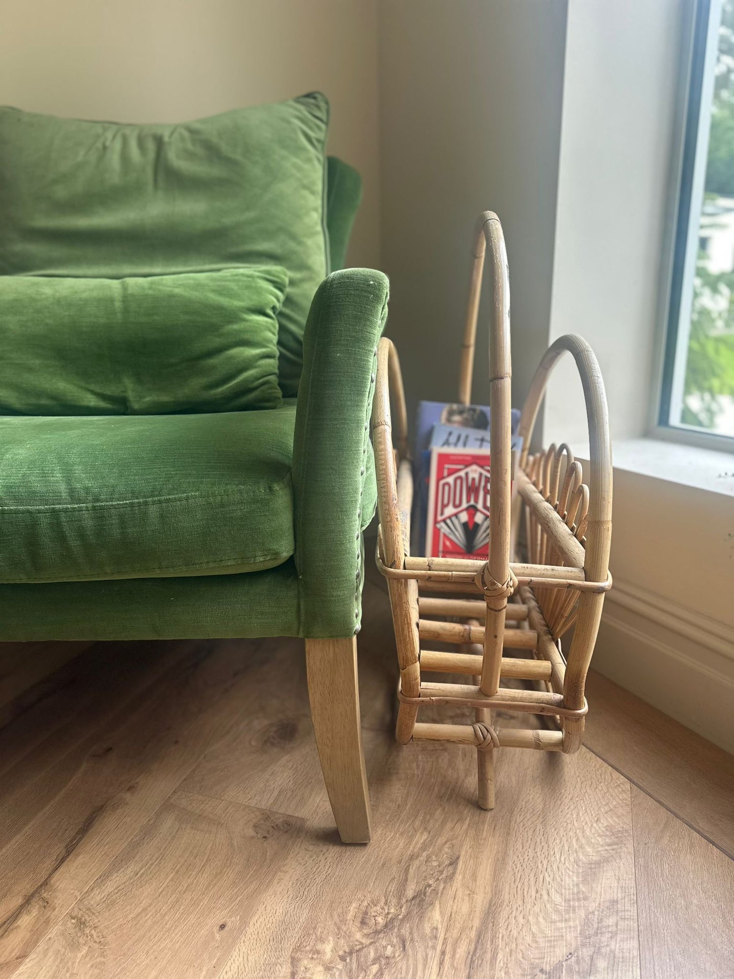 bamboo magazine book rack mini library mid century