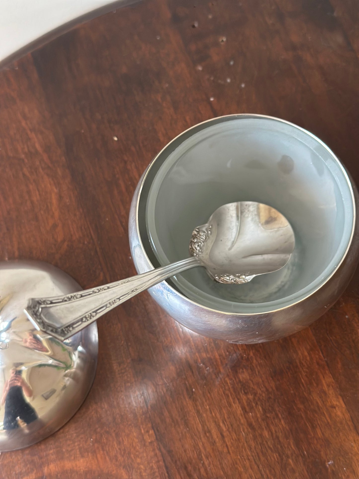 Silver plated apple sauce container vintage