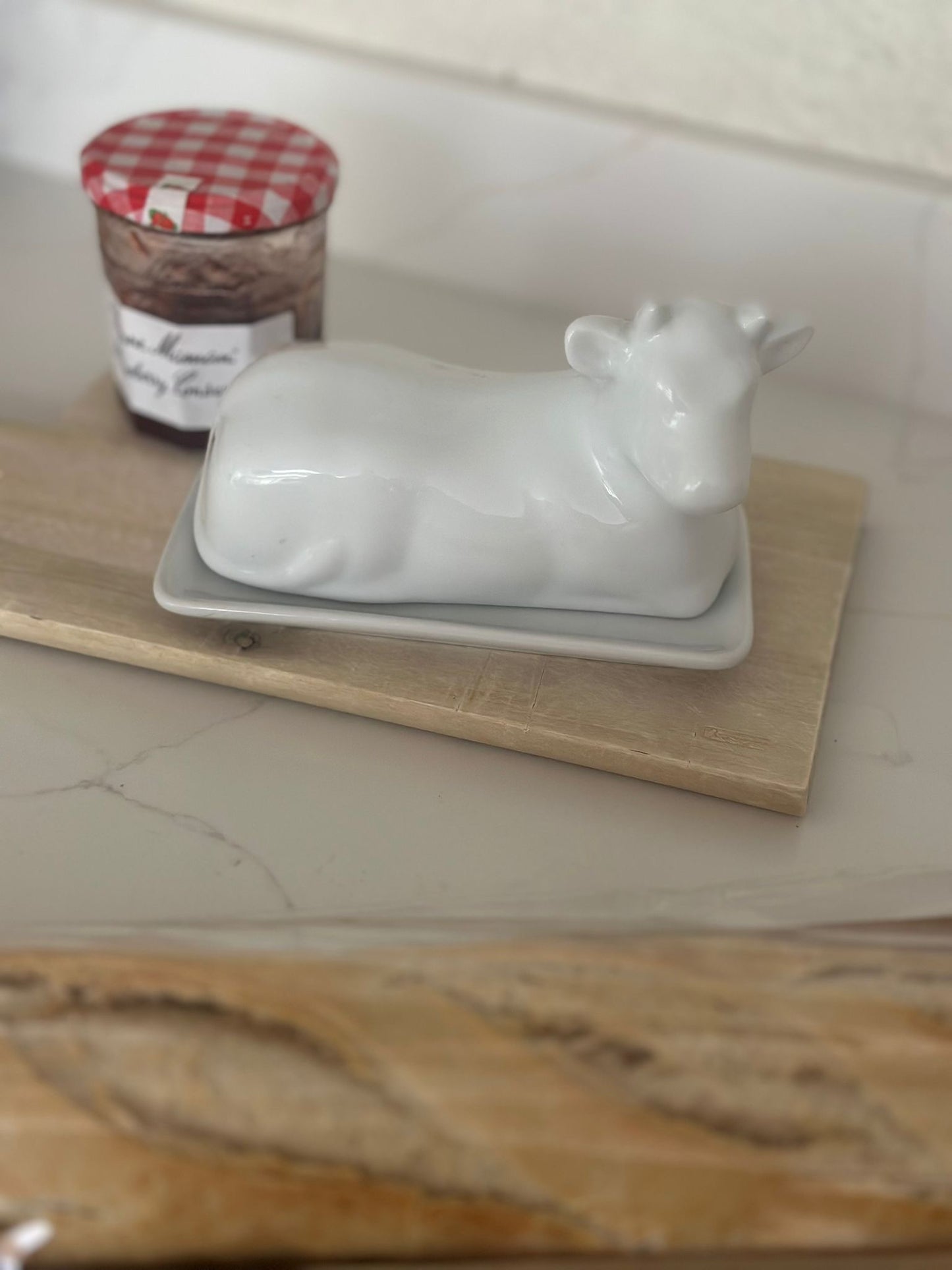 ceramic white cow ๐ฎ butter dish