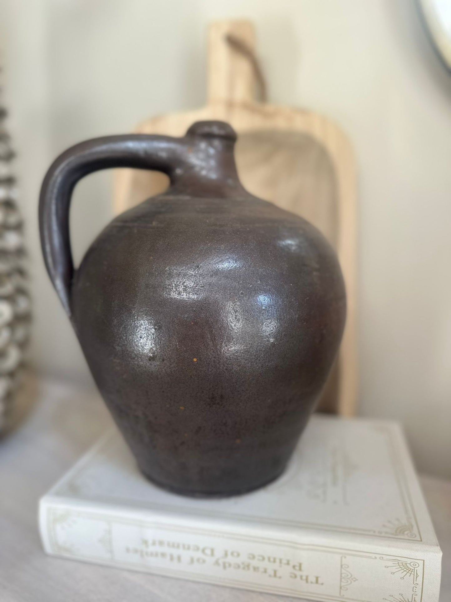 chunky stoneware French jug olive pot vintage