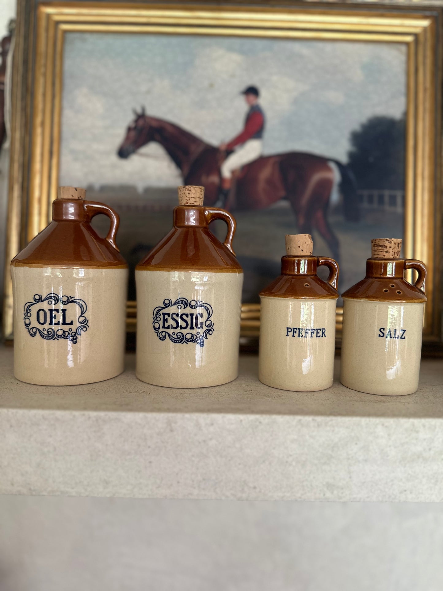 Vintage German oil vinegar salt pepper jugs