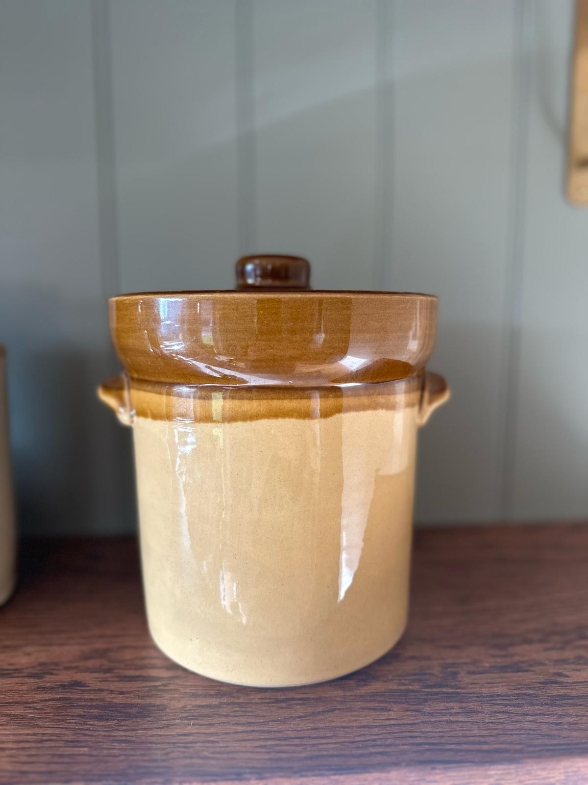 TG green flour pot jar with lid - collectable
