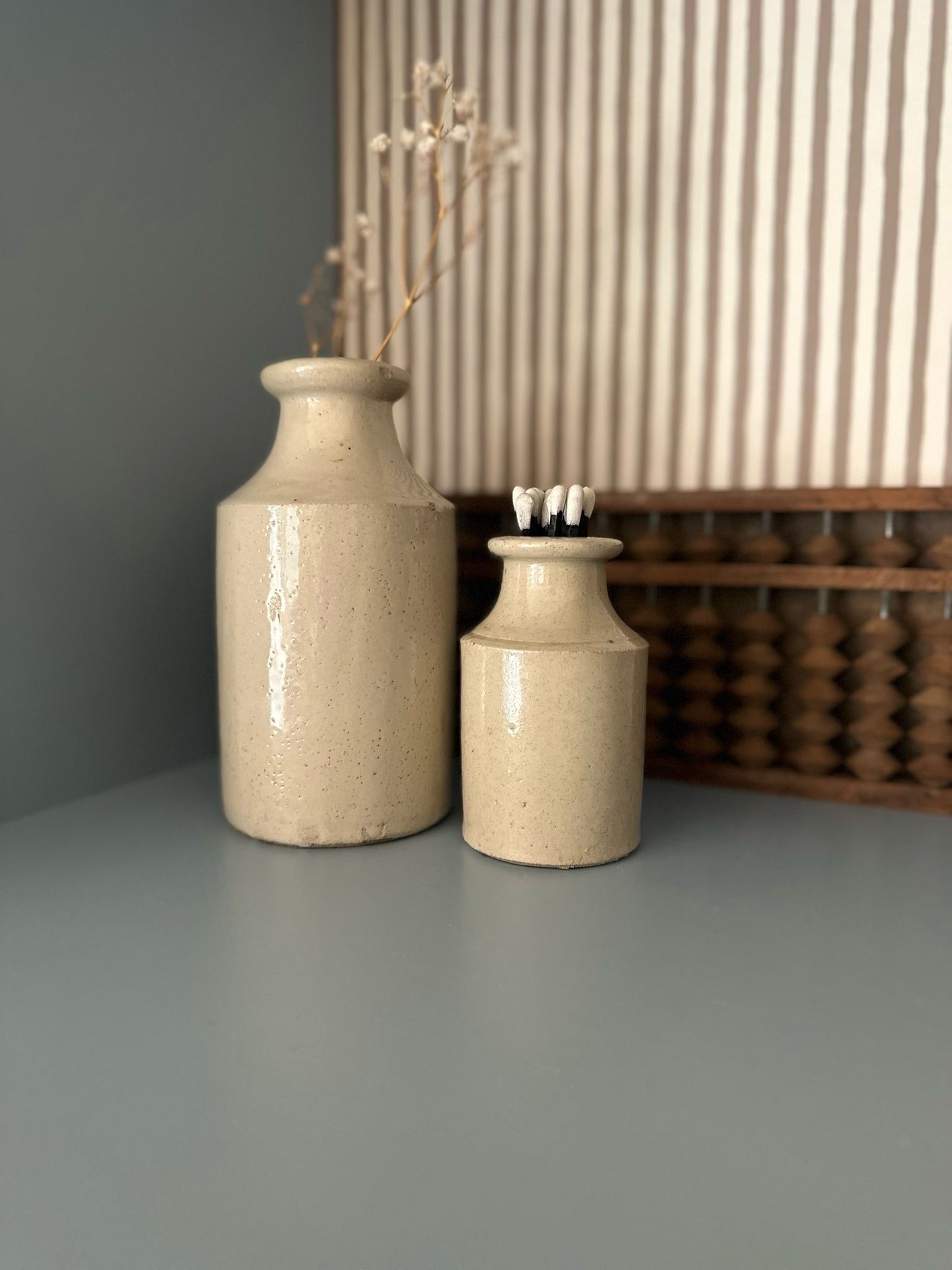 pair of cream ink pots vintage styling