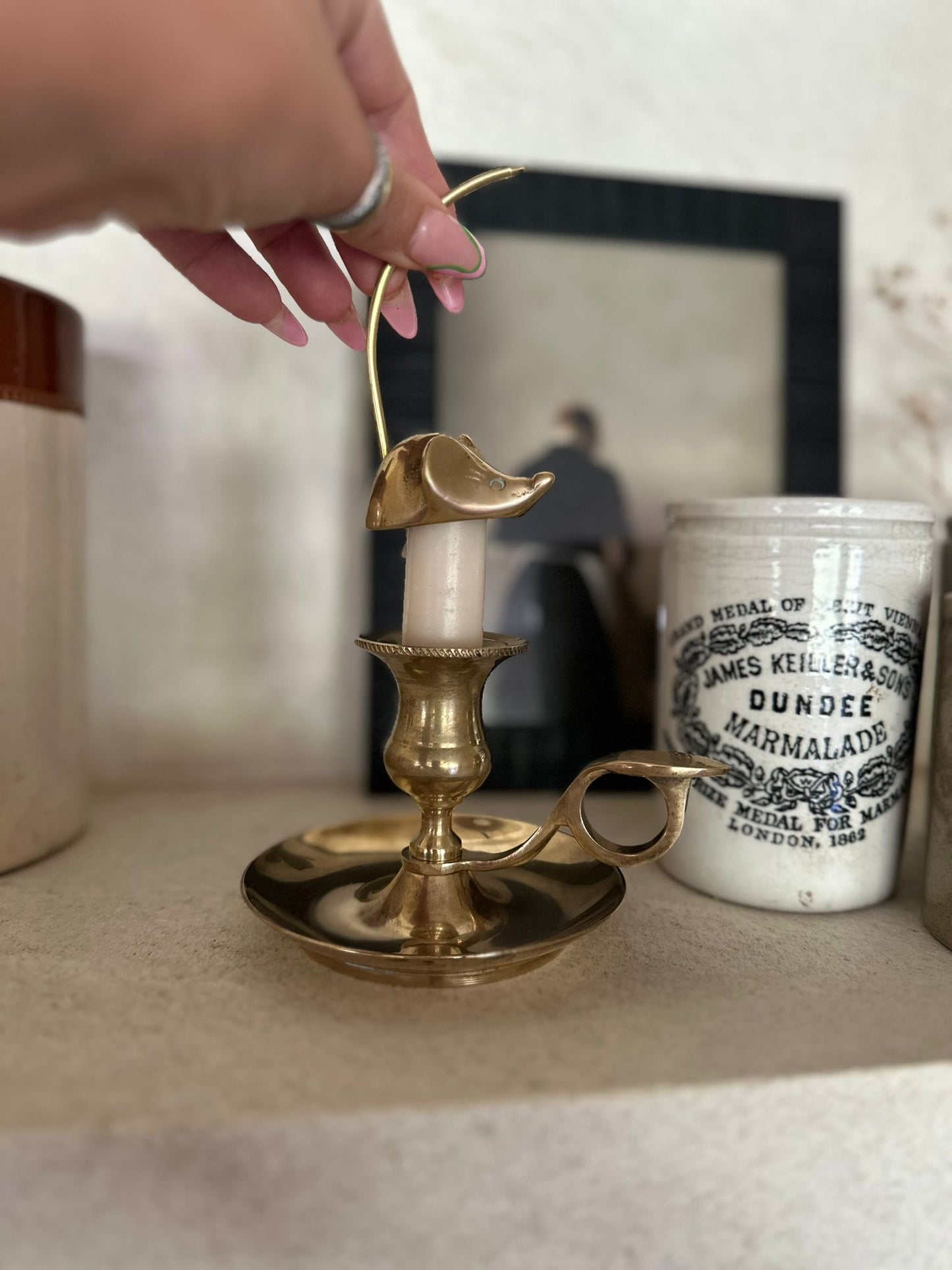 vintage brass chamberstick very heavy