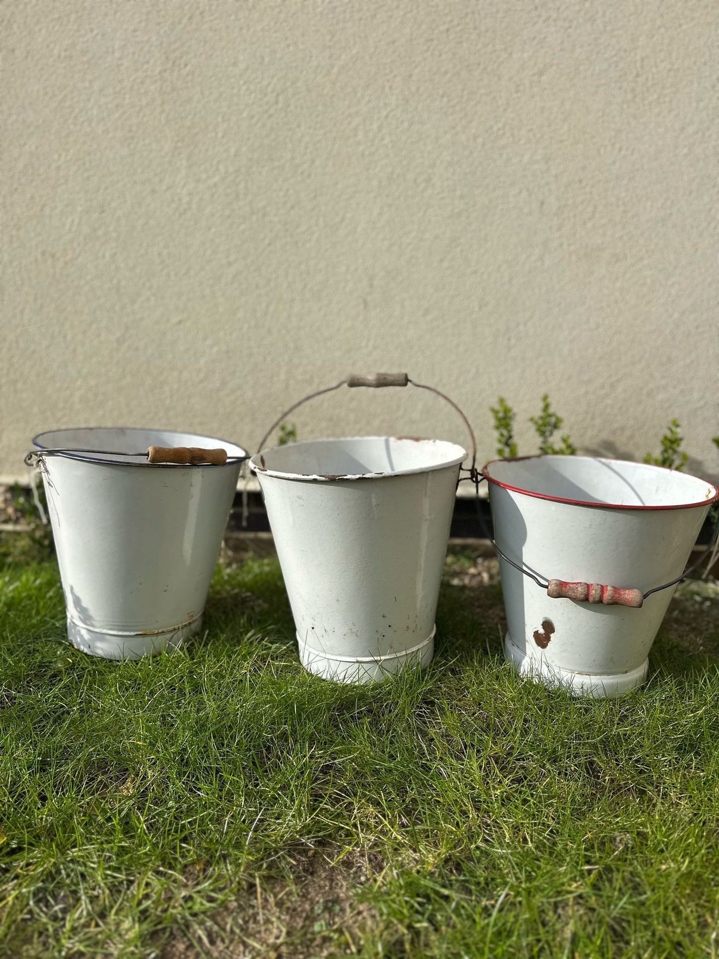 French enamel bucket - planter herbs 🪴