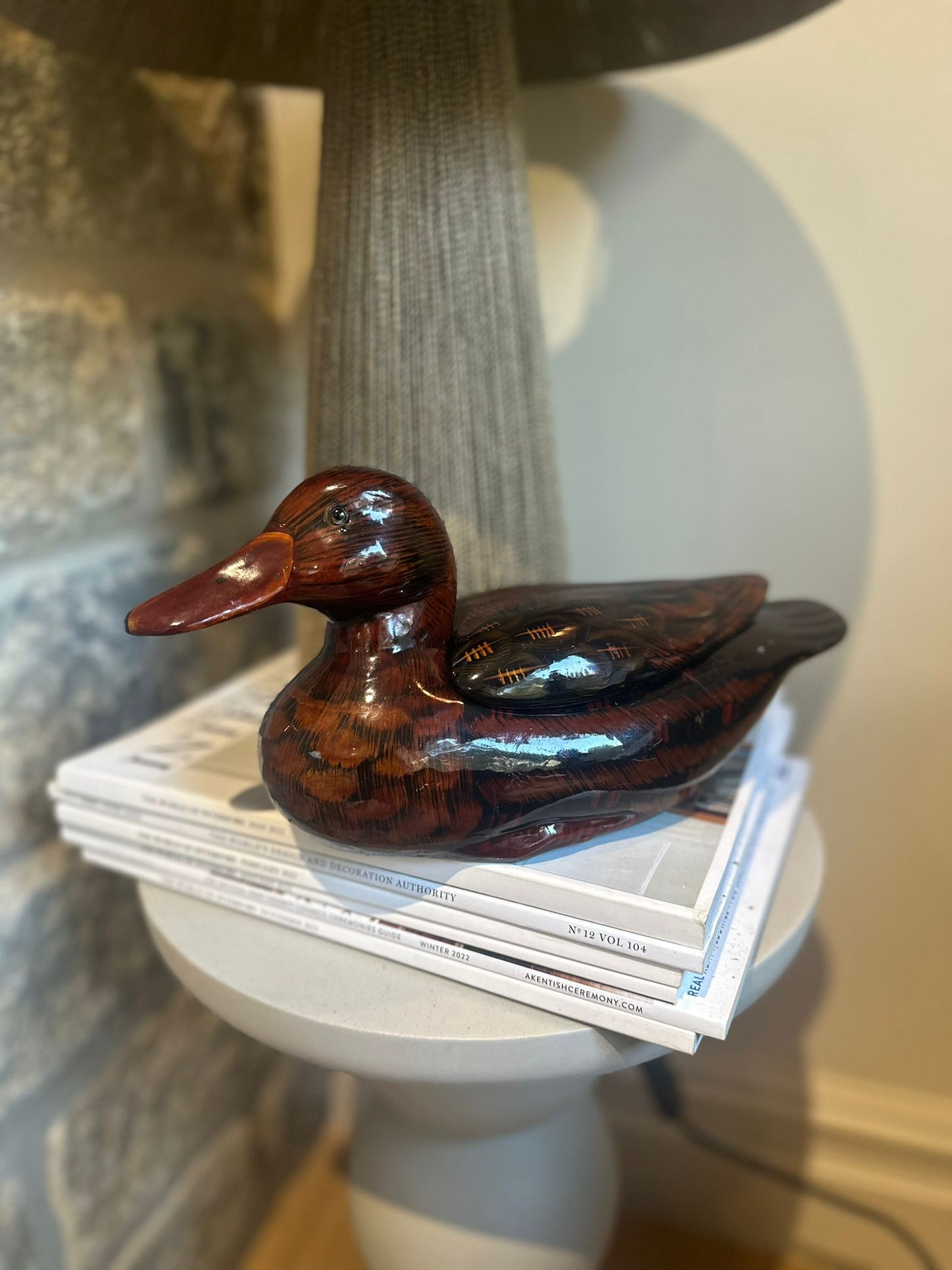 Vintage Whimsical ceramic duck trinket dish