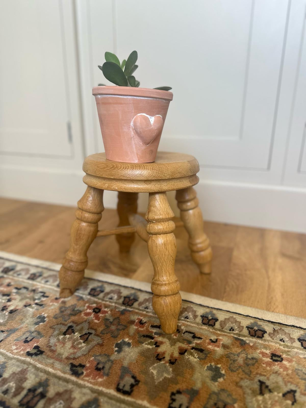 cute light wood chunky stool vintage